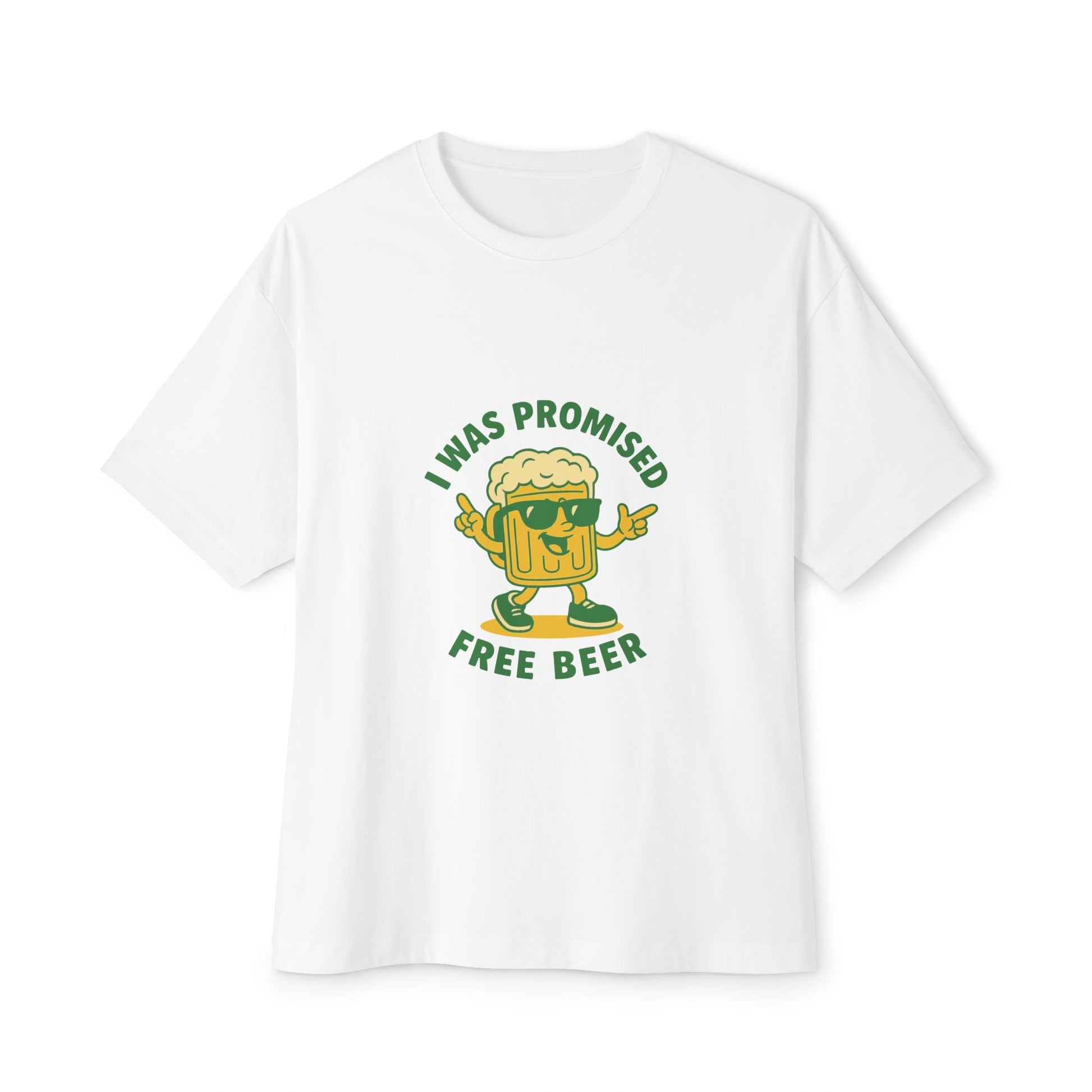 Unisex Oversized Tee – Snazzy Free Beer Edition Printify
