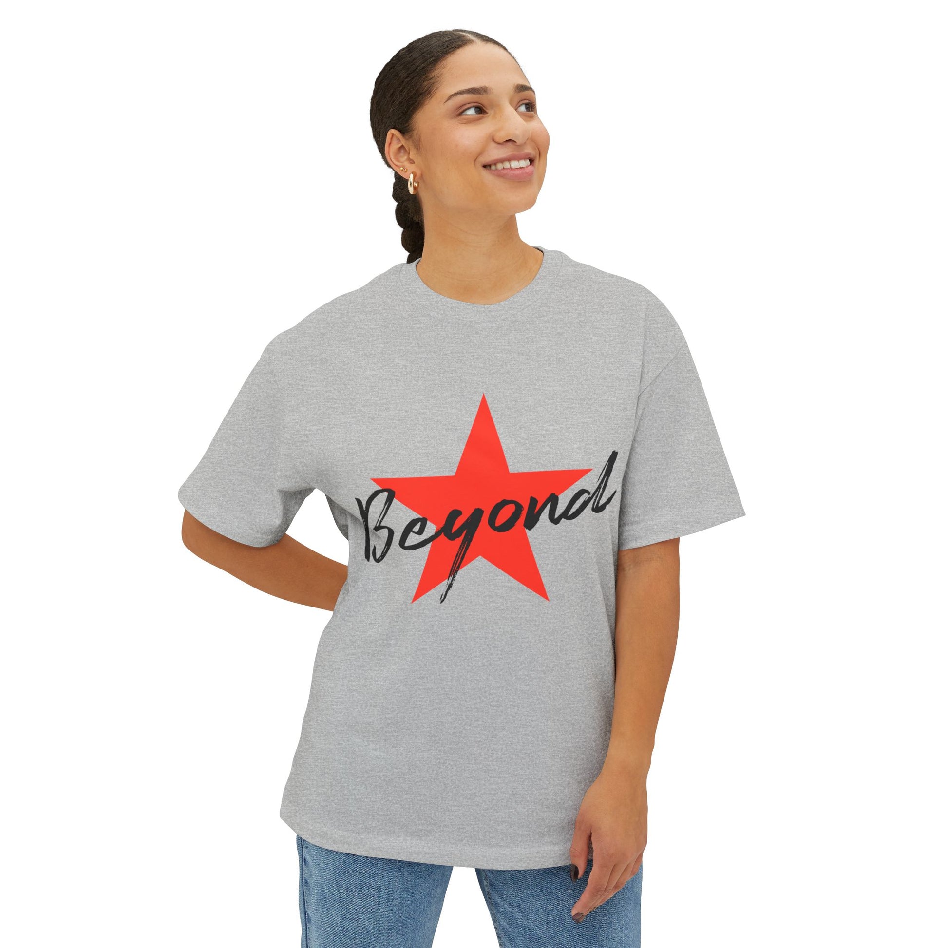 Red Star “Beyond” Unisex Oversized Boxy Tee - snazzymerch