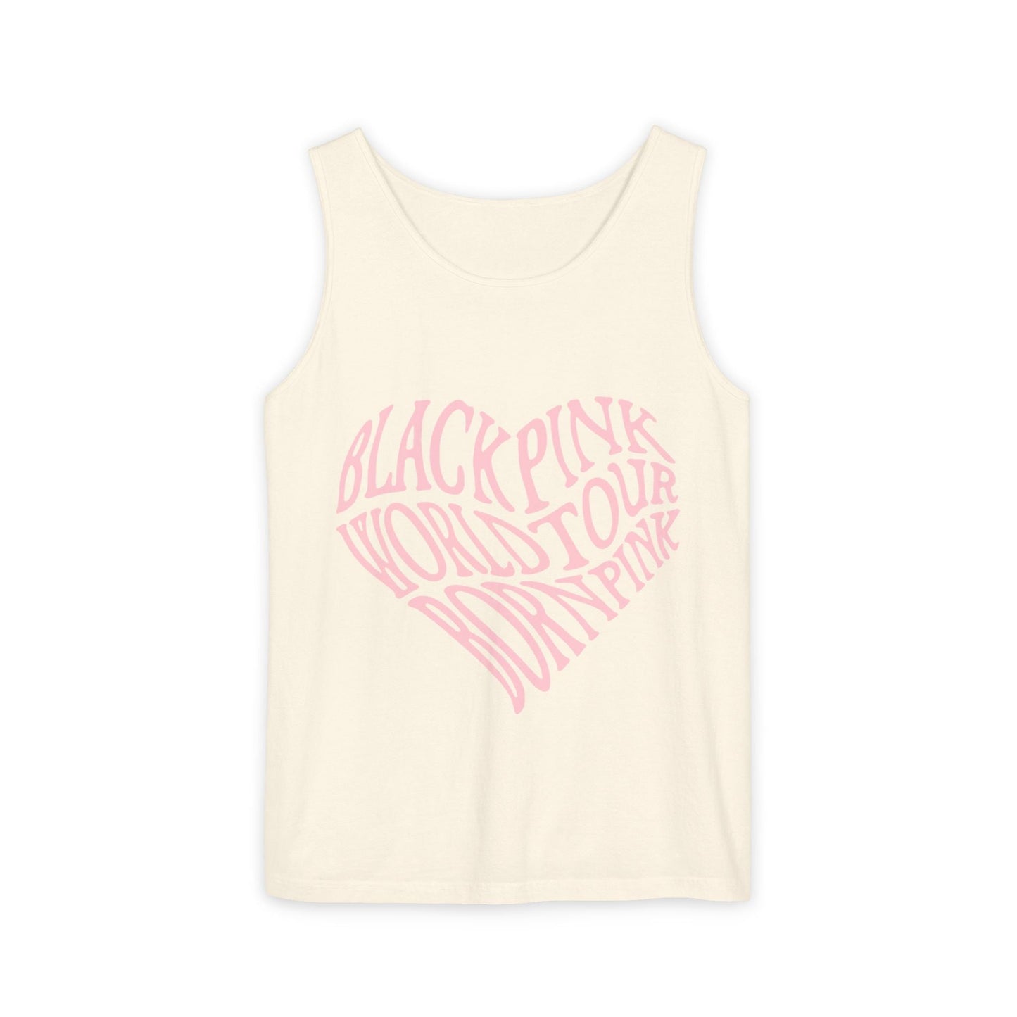 Born Pink Heart Typography – Dyed Tank Top Printify