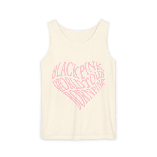 Born Pink Heart Typography – Dyed Tank Top Printify
