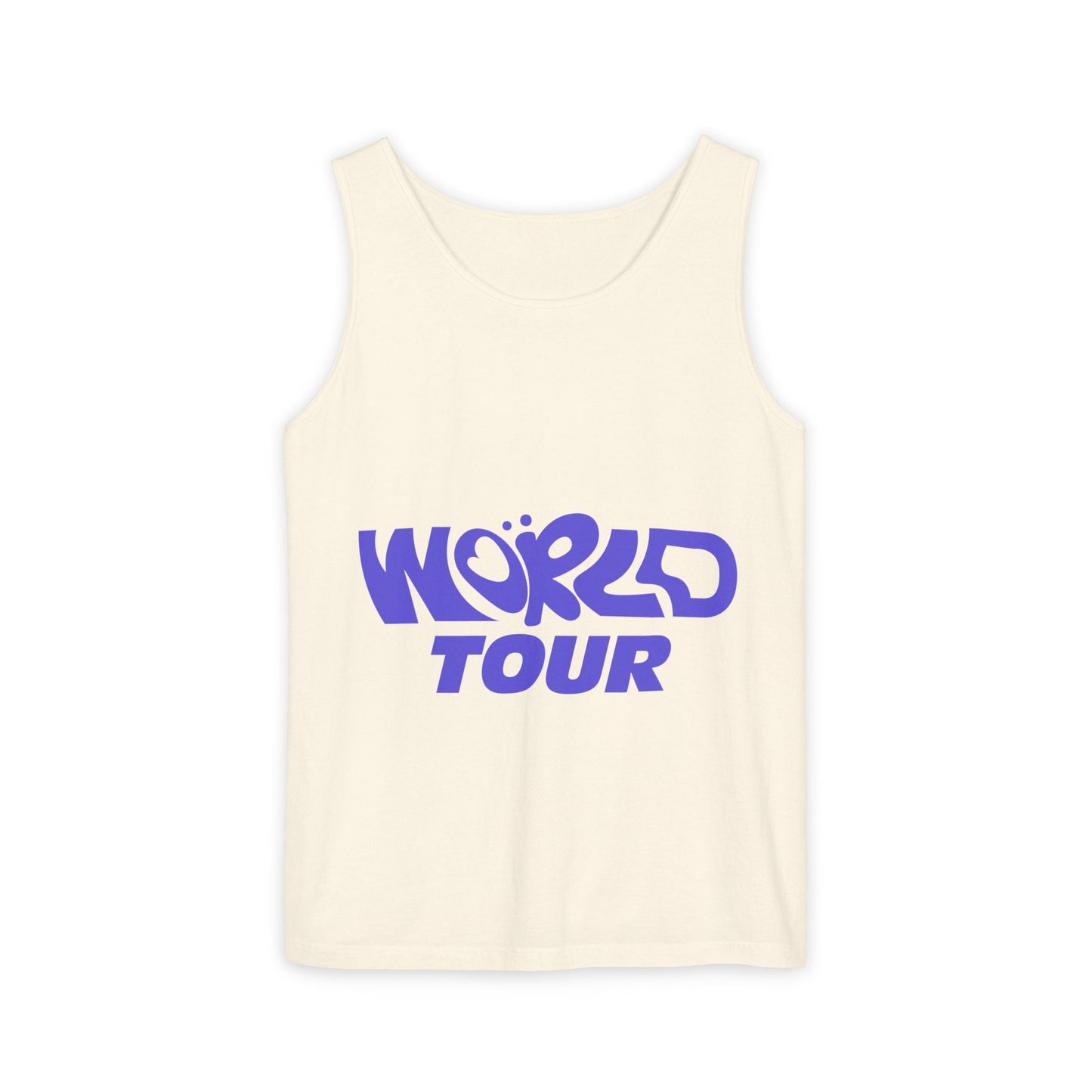 World Tour Bubble Letter-Dyed Tank Top Printify