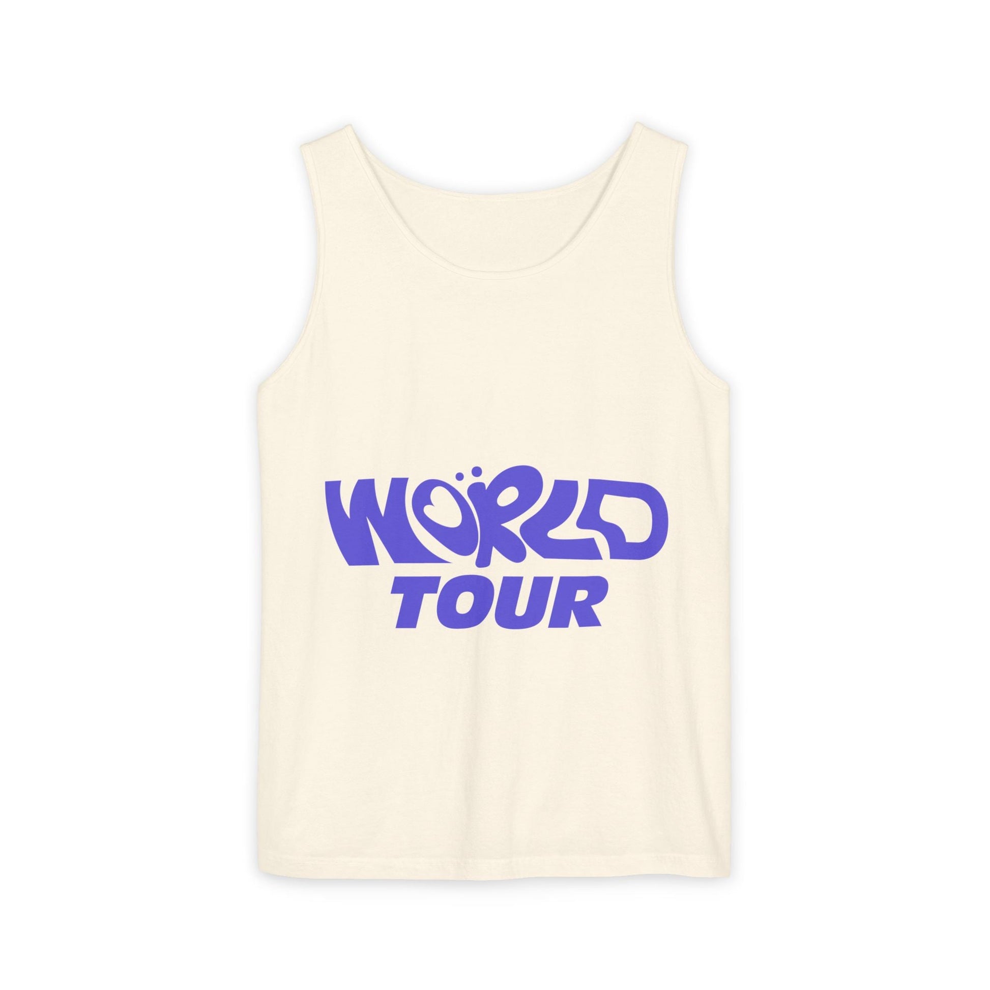 World Tour Bubble Letter-Dyed Tank Top Printify