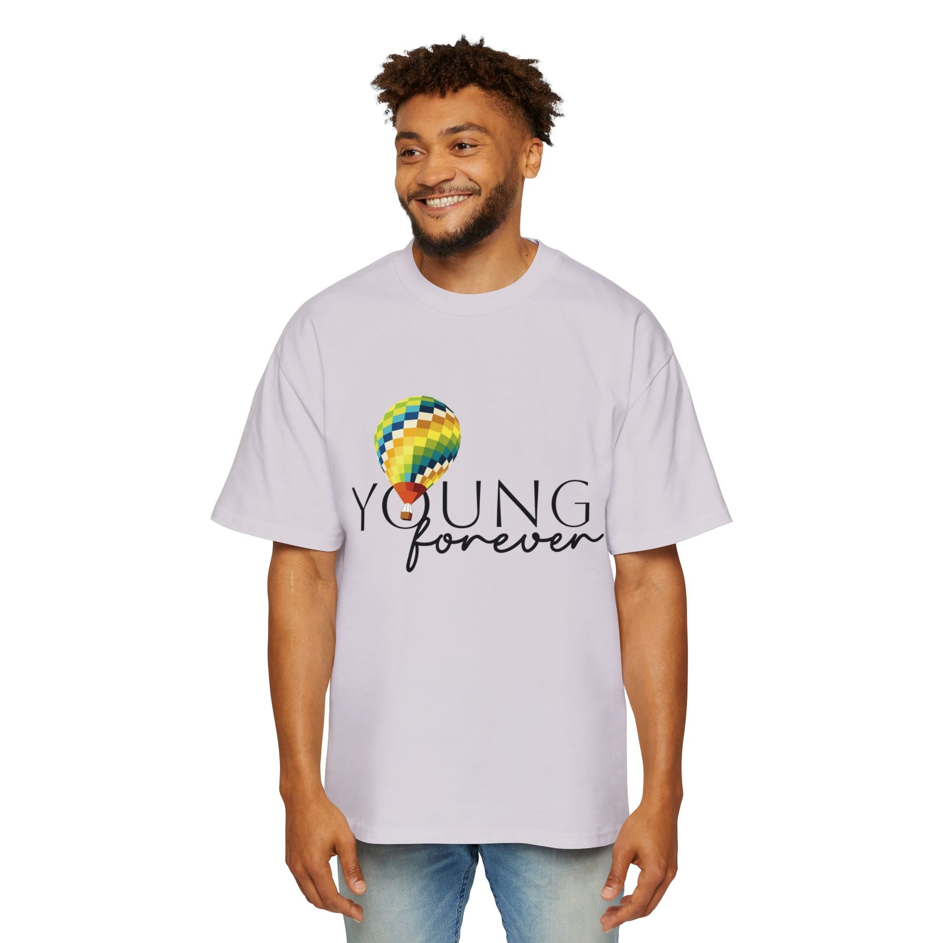 Sky Journey Balloon Men's Heavy Oversized Tee - snazzymerch