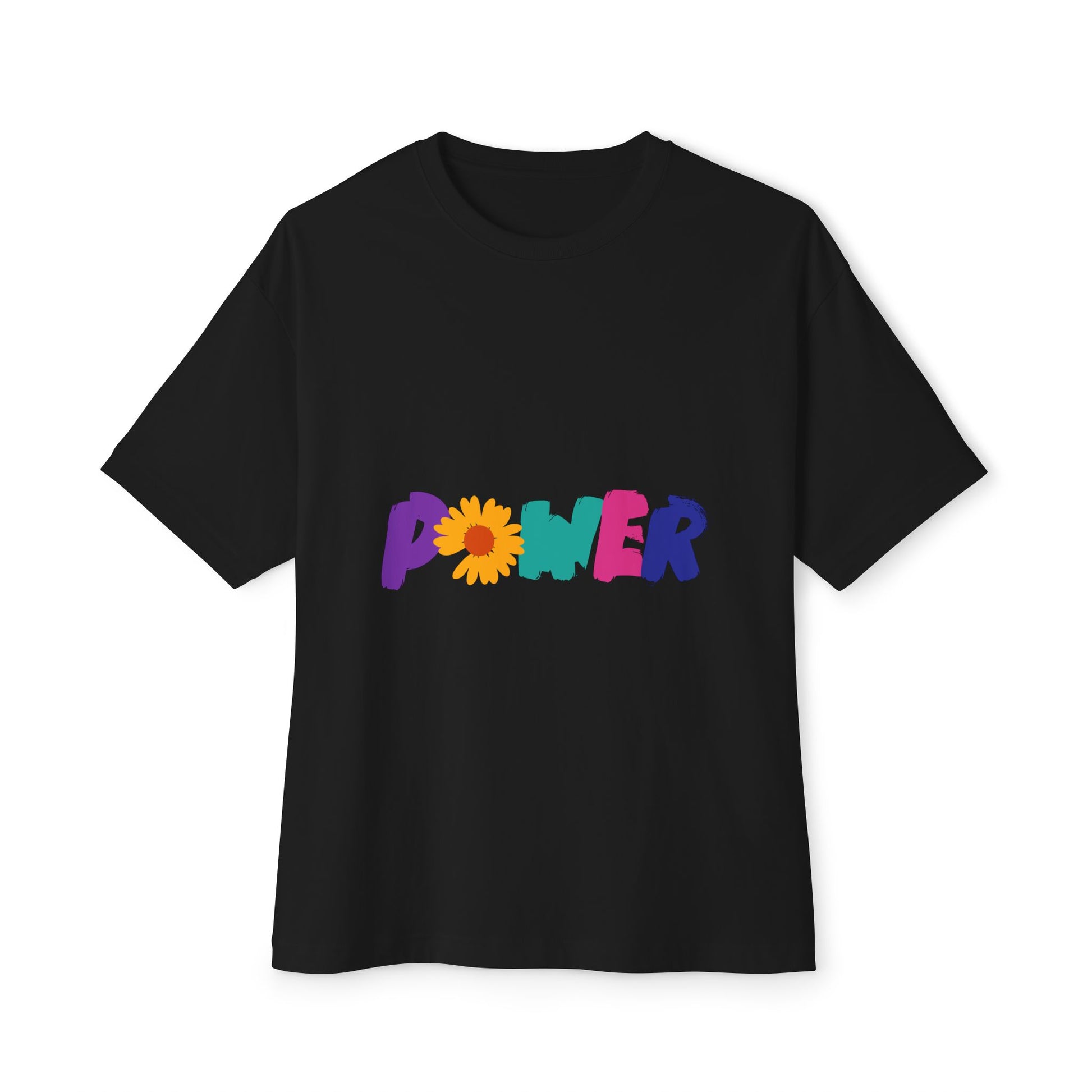 Retro Flower Power Color Pop Unisex Oversized Boxy Tee - snazzymerch