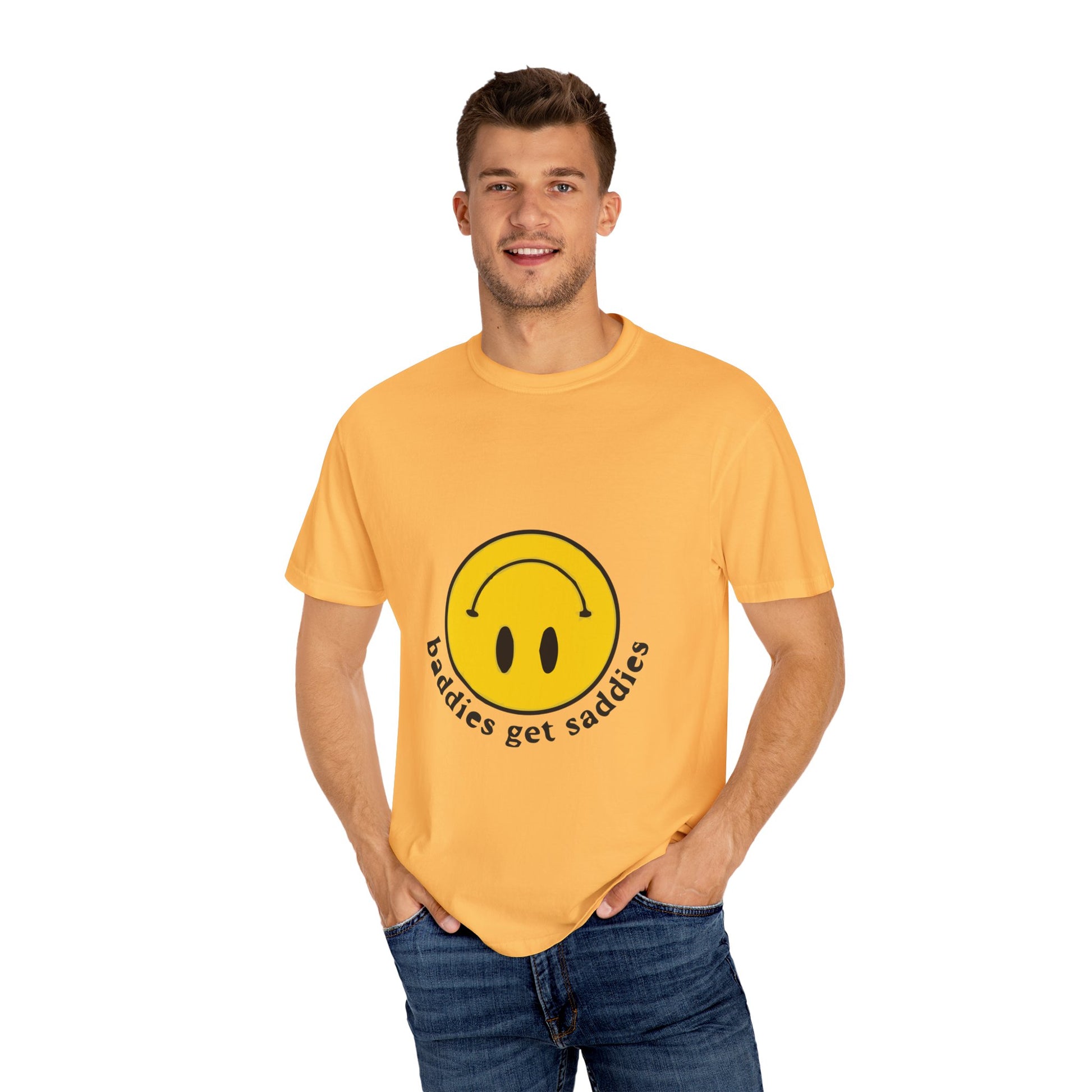 Yellow Smiley Unisex Garment-Dyed T-shirt - snazzymerch