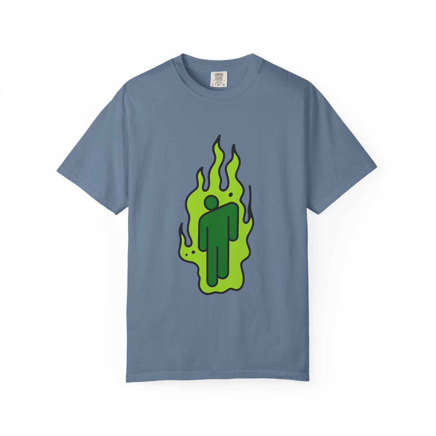 Billie Eilish Inspired Dyed T-shirt – Green Flame Icon Edition Printify