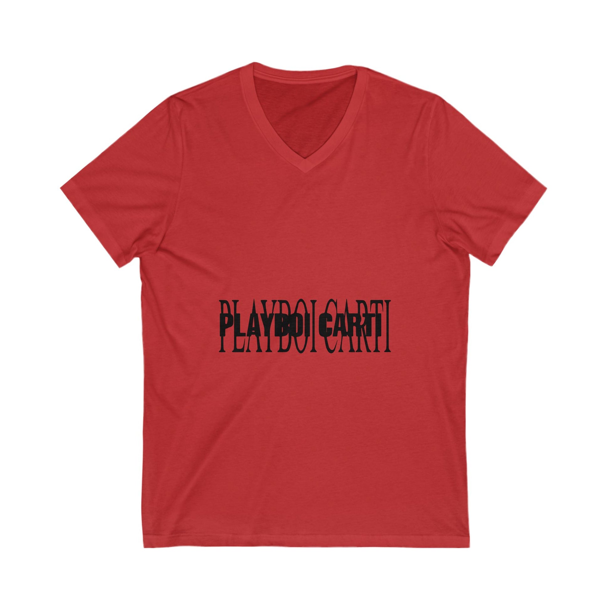 Sharp Red Gothic Text Unisex Jersey Short Sleeve V-Neck Tee - snazzymerch