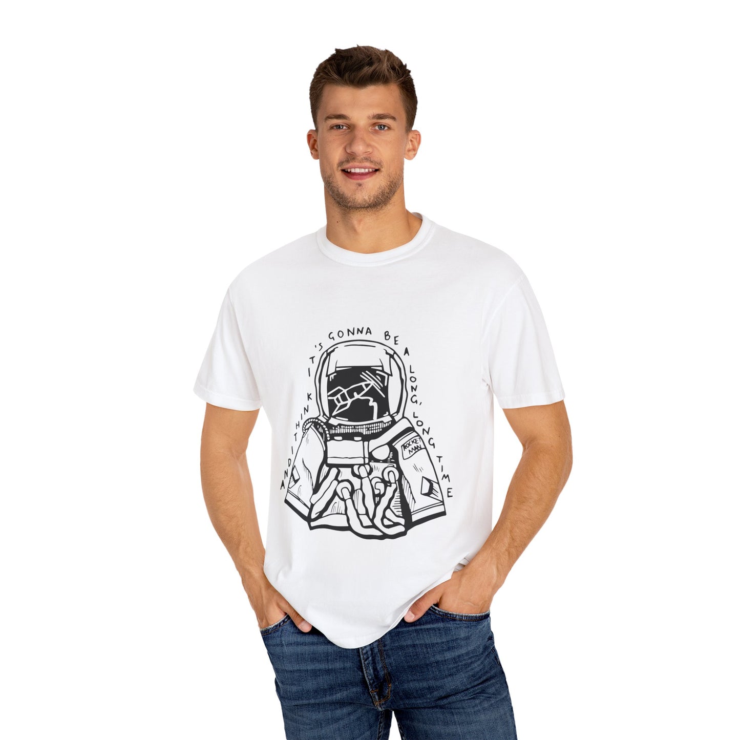 Outline Face Design Unisex Garment-Dyed T-shirt - snazzymerch