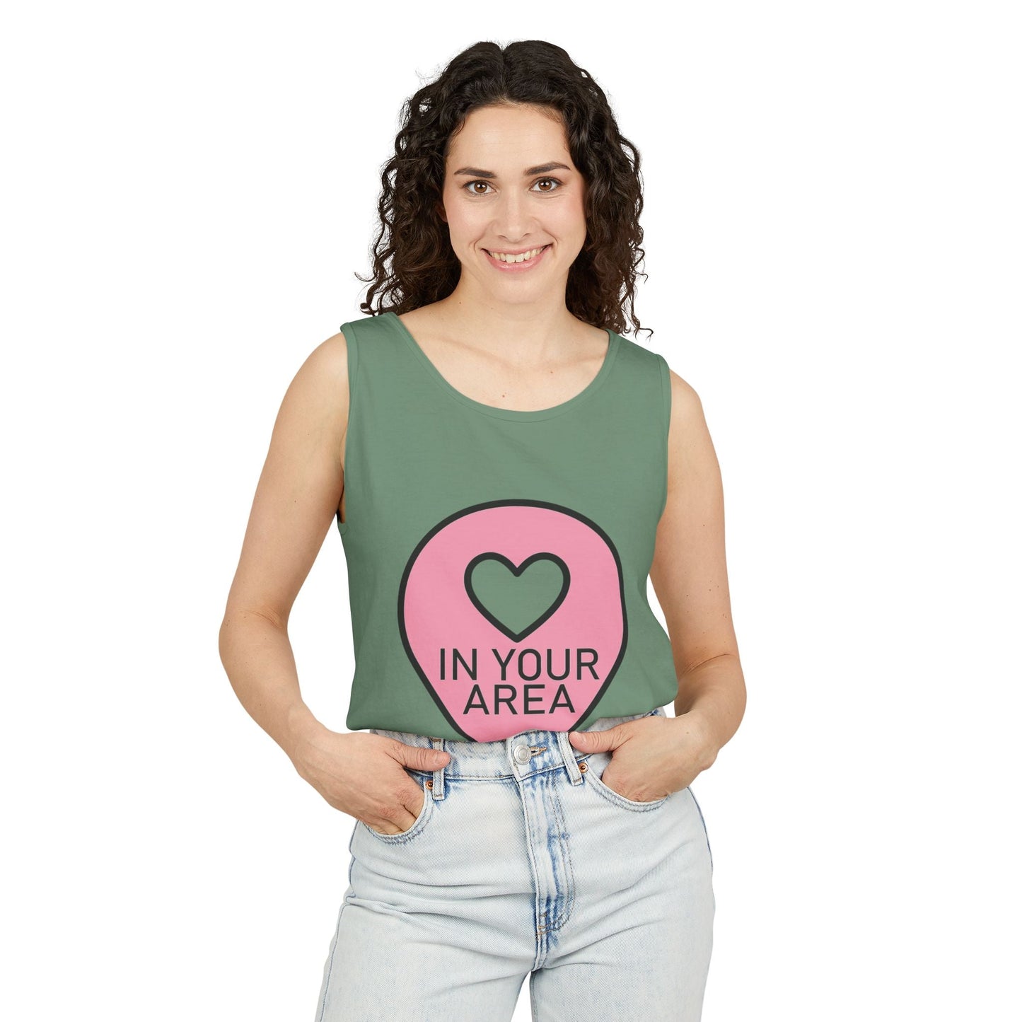 In Your Area Pin Marker – Dyed Tank Top Printify
