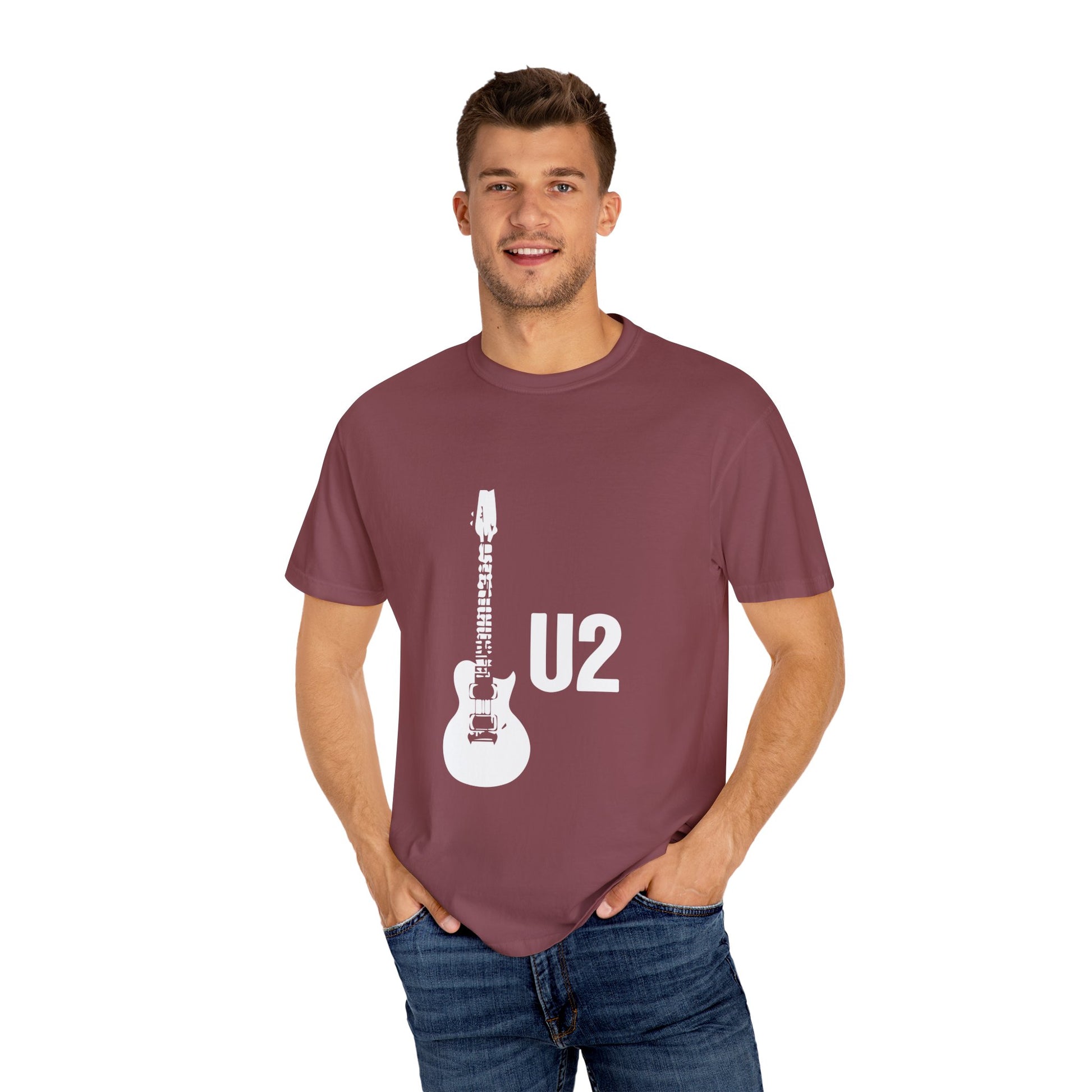 Minimal Guitar Logo Unisex Garment-Dyed T-shirt - snazzymerch