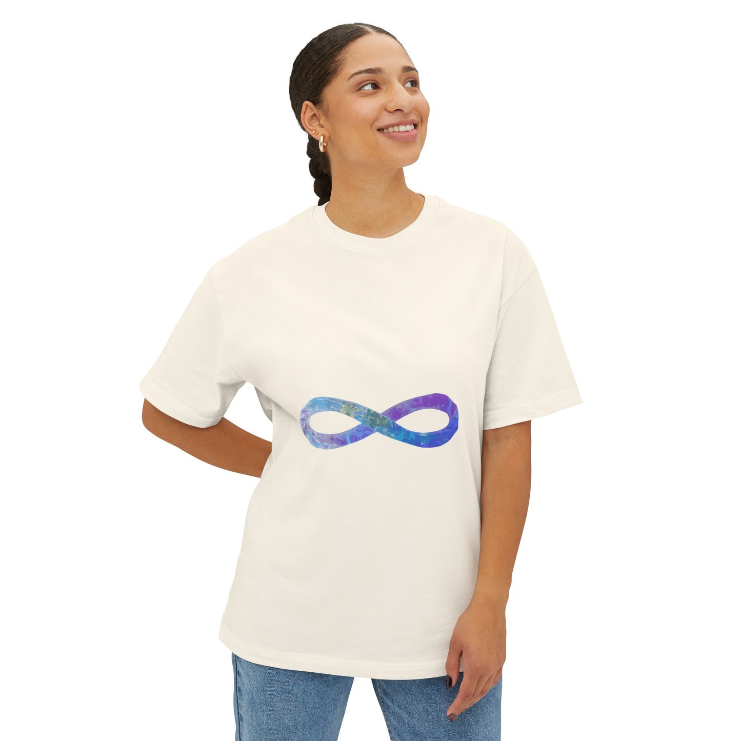 Cosmic Infinity Loop Unisex Oversized Boxy Tee Printify