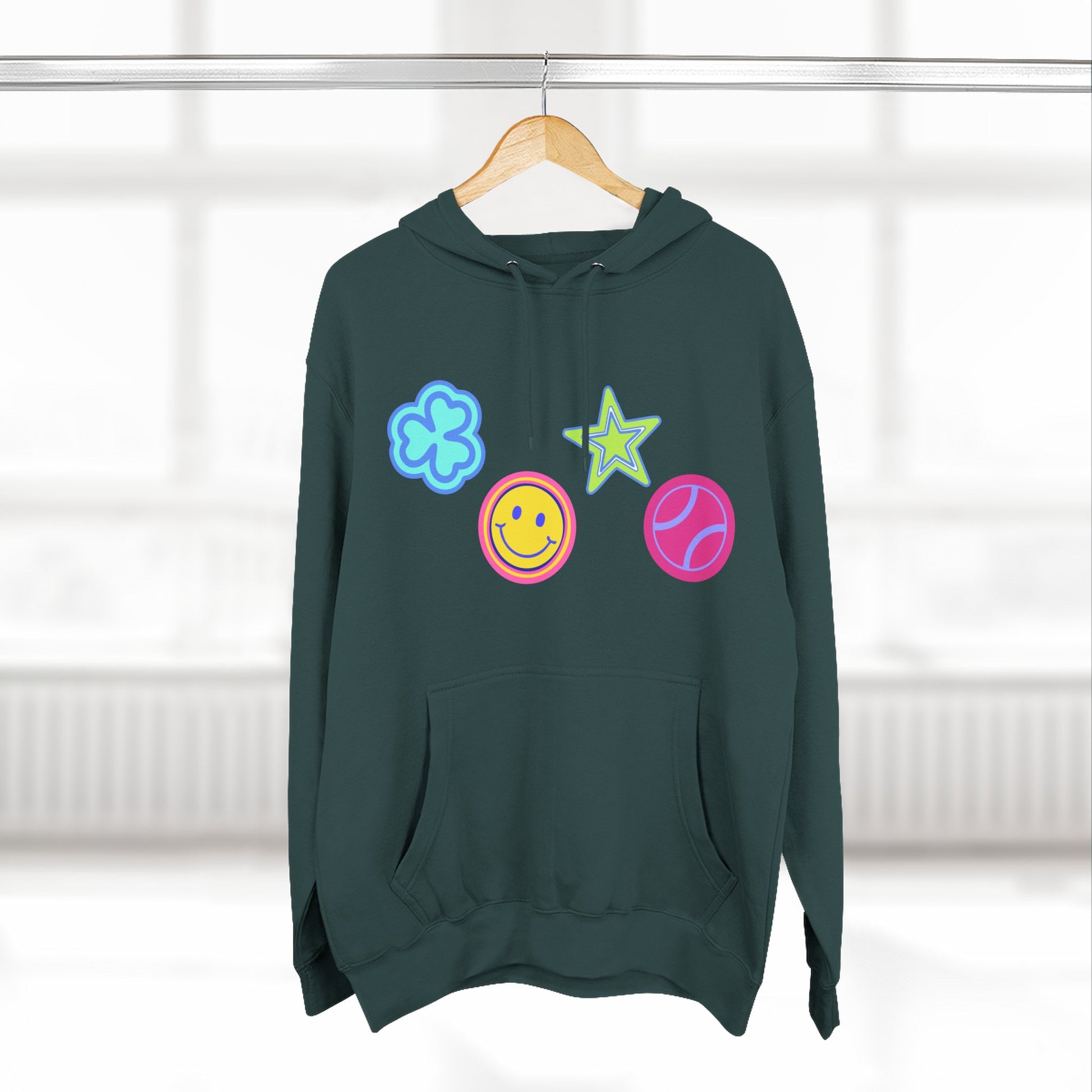 Lucky Star & Clover Patch Three-Panel Fleece Hoodie - snazzymerch