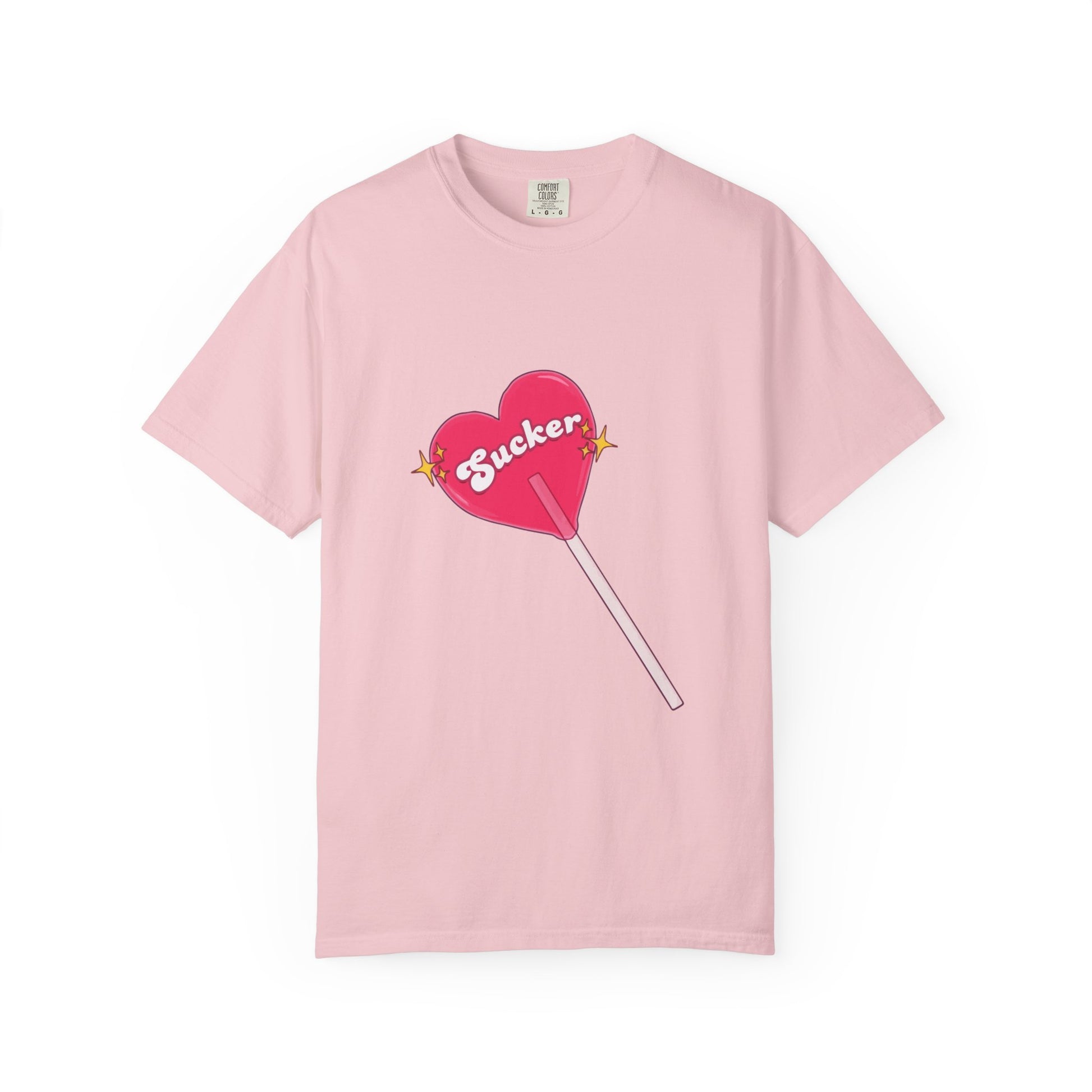 Pink Heart Lollipop Unisex Garment-Dyed T-shirt - snazzymerch