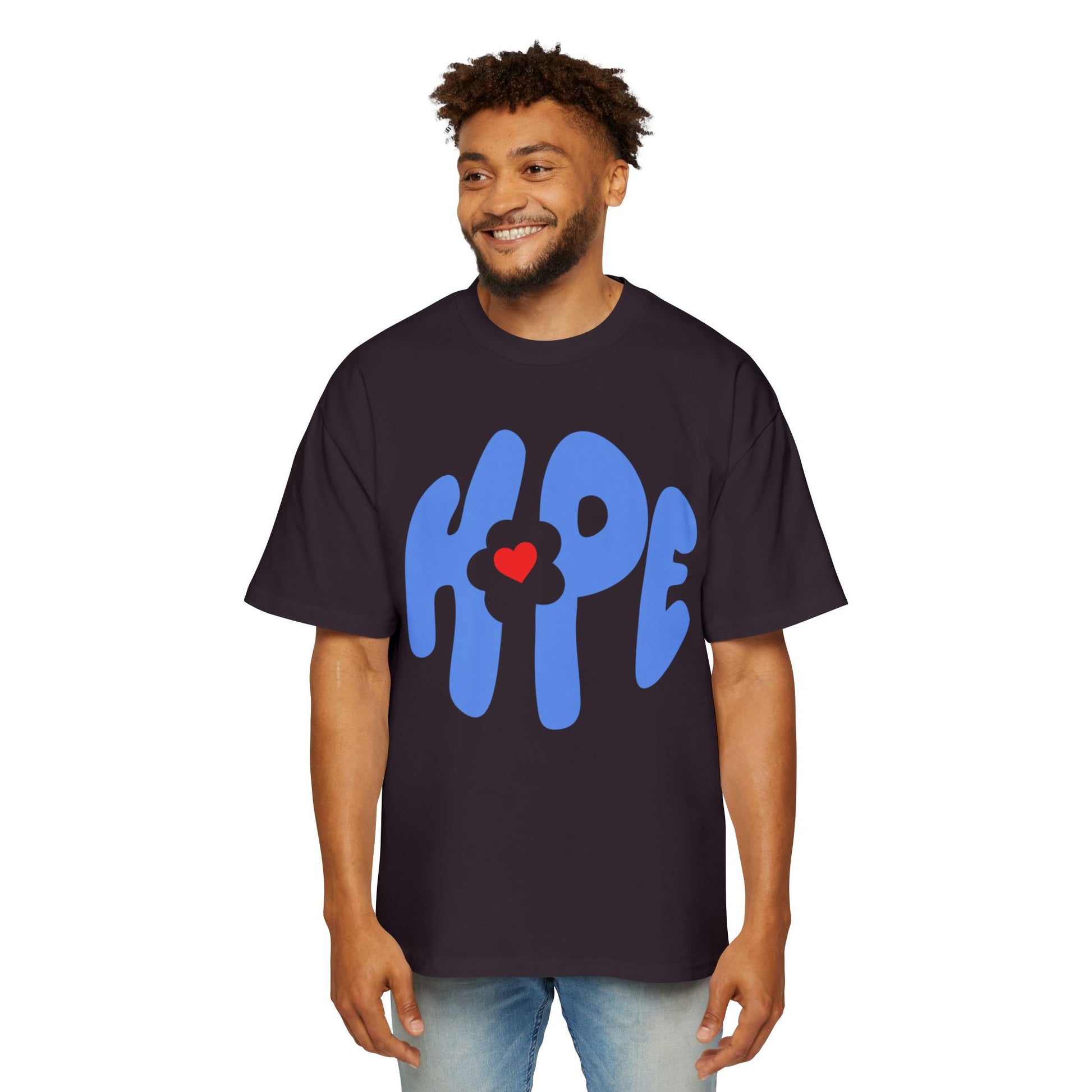Heart of Hope Retro Men's Heavy Oversized Tee - snazzymerch