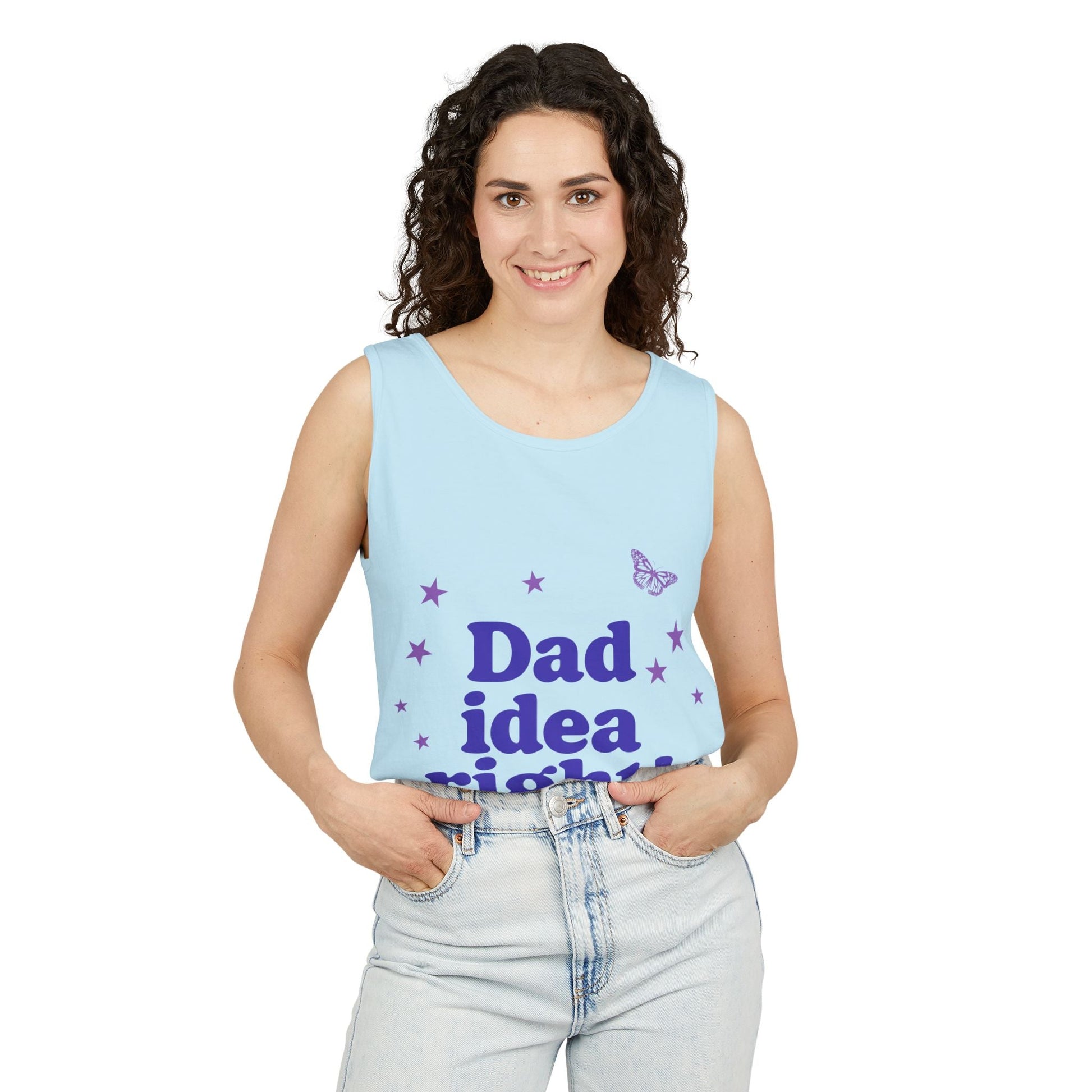 Dad Idea Right! Star & Butterfly-Dyed Tank Top Printify