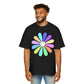 Rainbow Bloom Positivity Men's Heavy Oversized Tee - snazzymerch