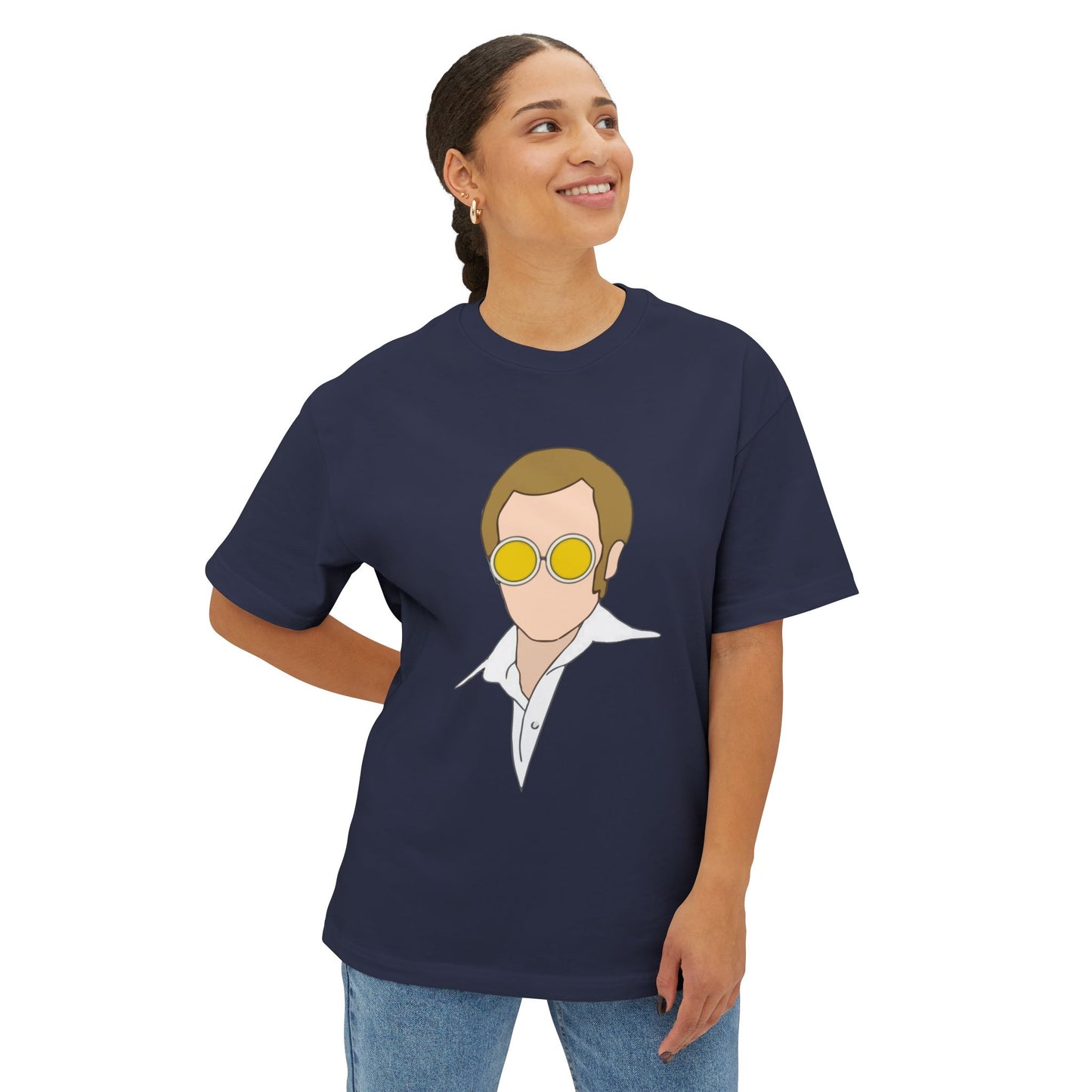Yellow Glasses Portrait Unisex Oversized Boxy Tee - snazzymerch