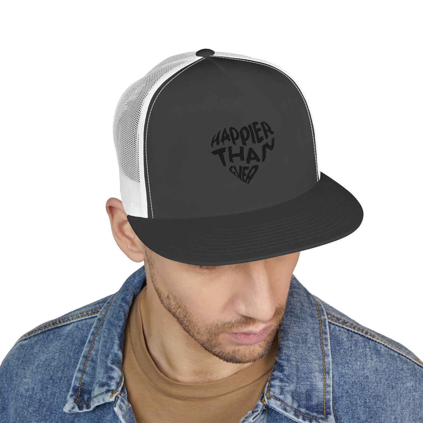 Billie Eilish Inspired Trucker Cap – Happier Heart Lettering Edition Printify