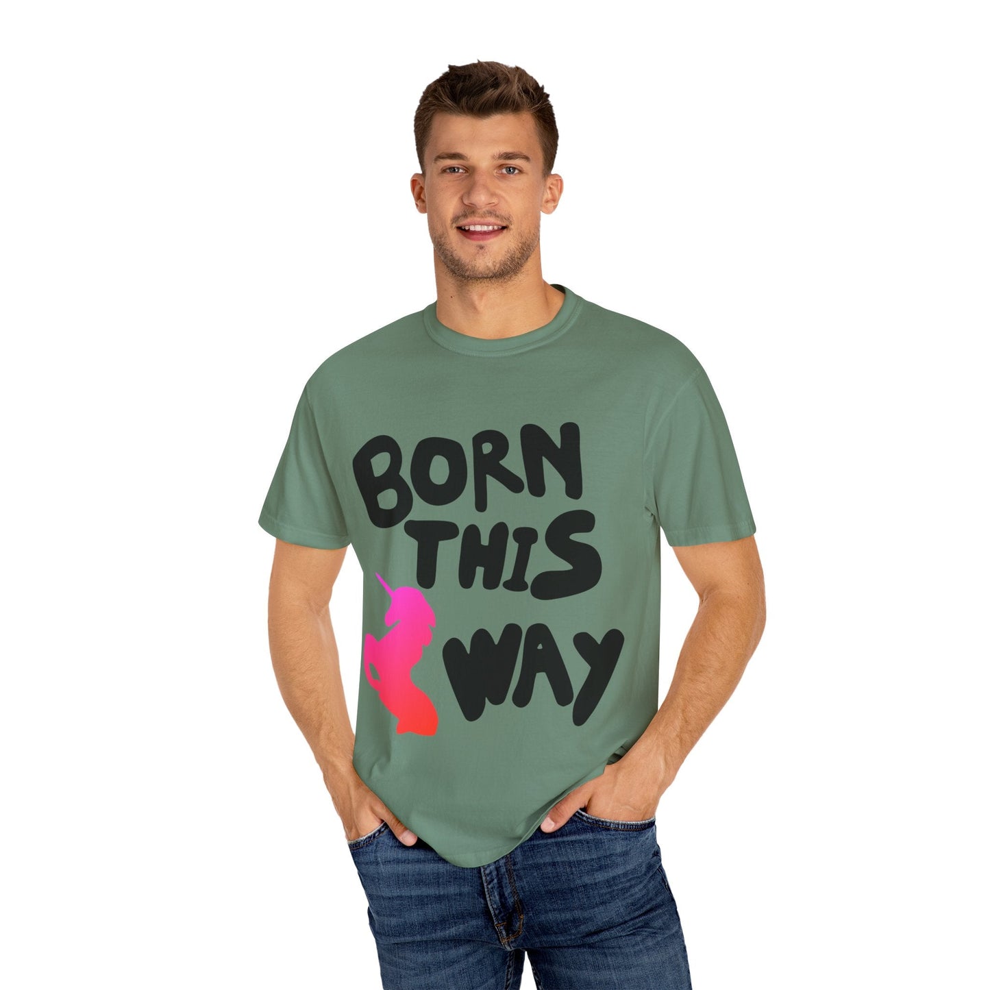Born This Way Unicorn-Unisex Dyed Tshirt Printify