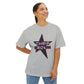 Star Outline Retro Unisex oversized Boxy Tee - snazzymerch