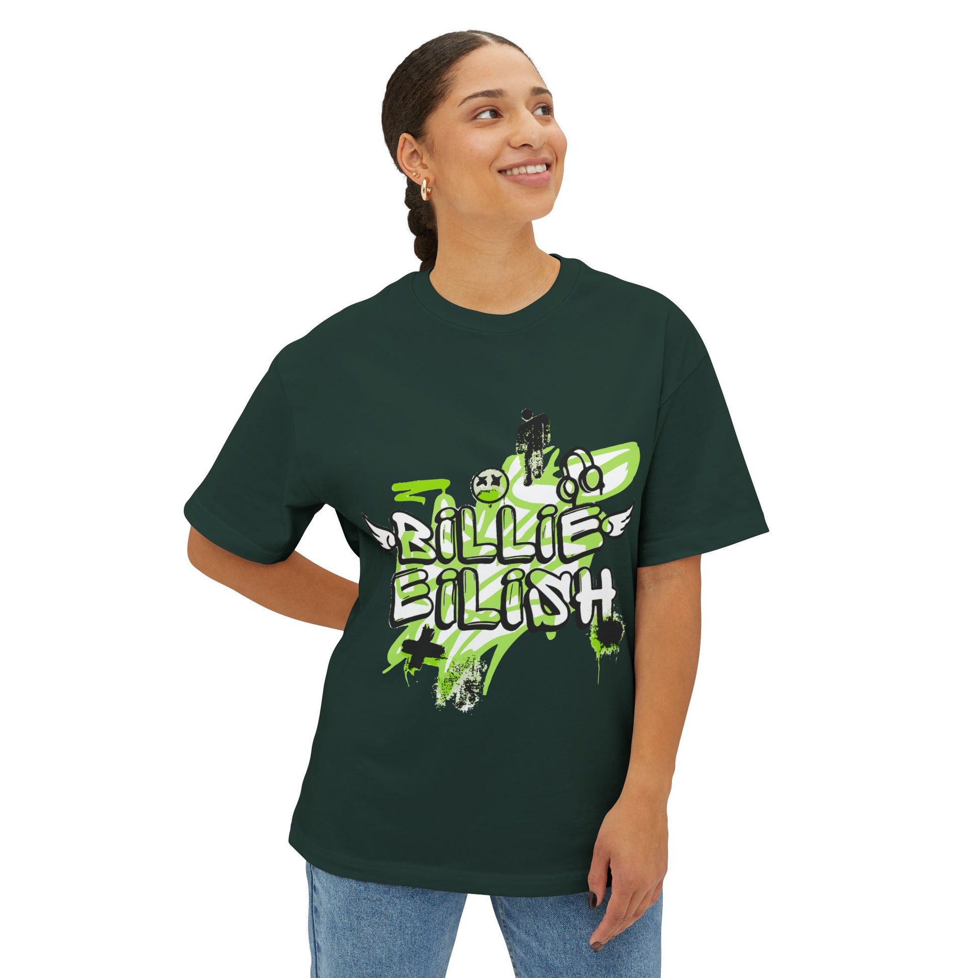 Billie Eilish Inspired Grunge Angel Oversized T-Shirt – Graffiti Streetwear Edition Printify