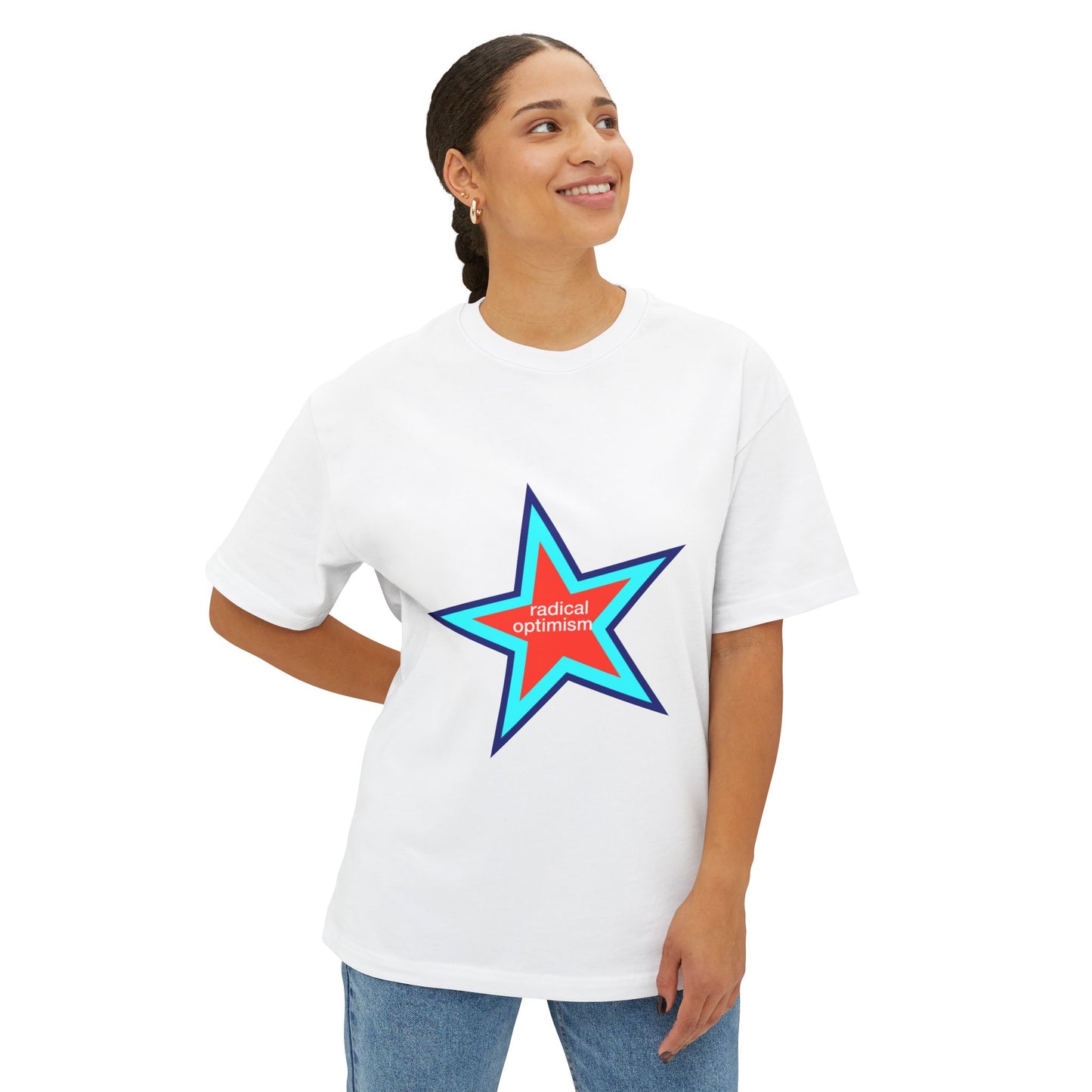 Power of Positivity Star Unisex Oversized Boxy Tee - snazzymerch