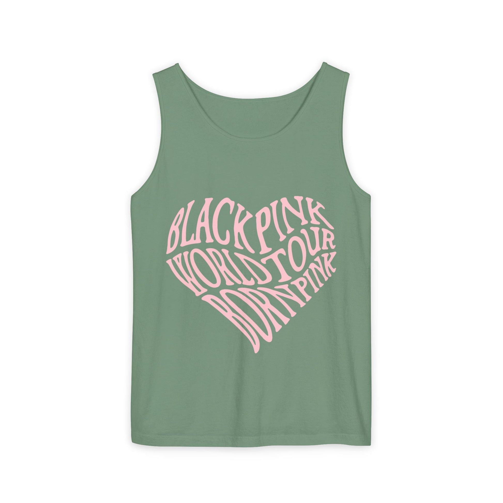 Born Pink Heart Typography – Dyed Tank Top Printify