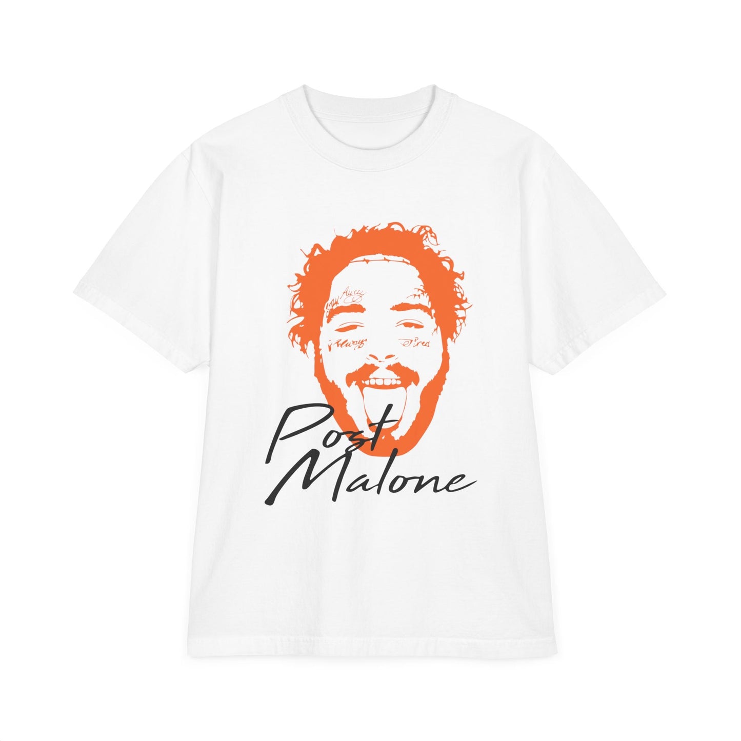 Unisex Garment-Dyed Drop-Shoulder T-Shirt – Post Malone Name Design with Picture Printify
