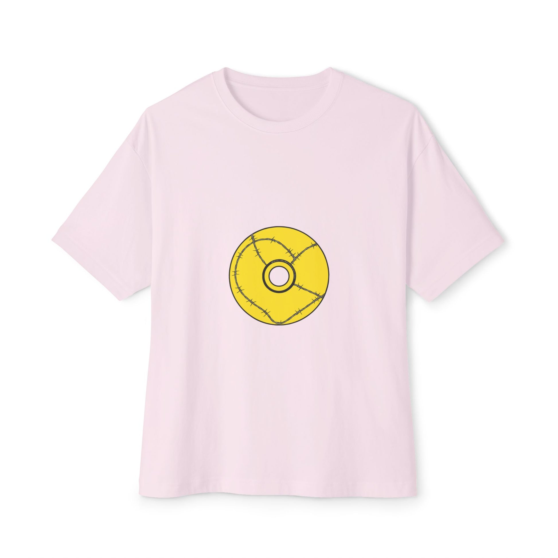 Minimalist Black Disc Outline Unisex Oversized Boxy Tee Printify