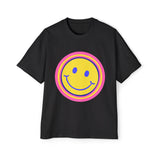 Retro Rainbow Smiley Men's Heavy Oversized Tee - snazzymerch