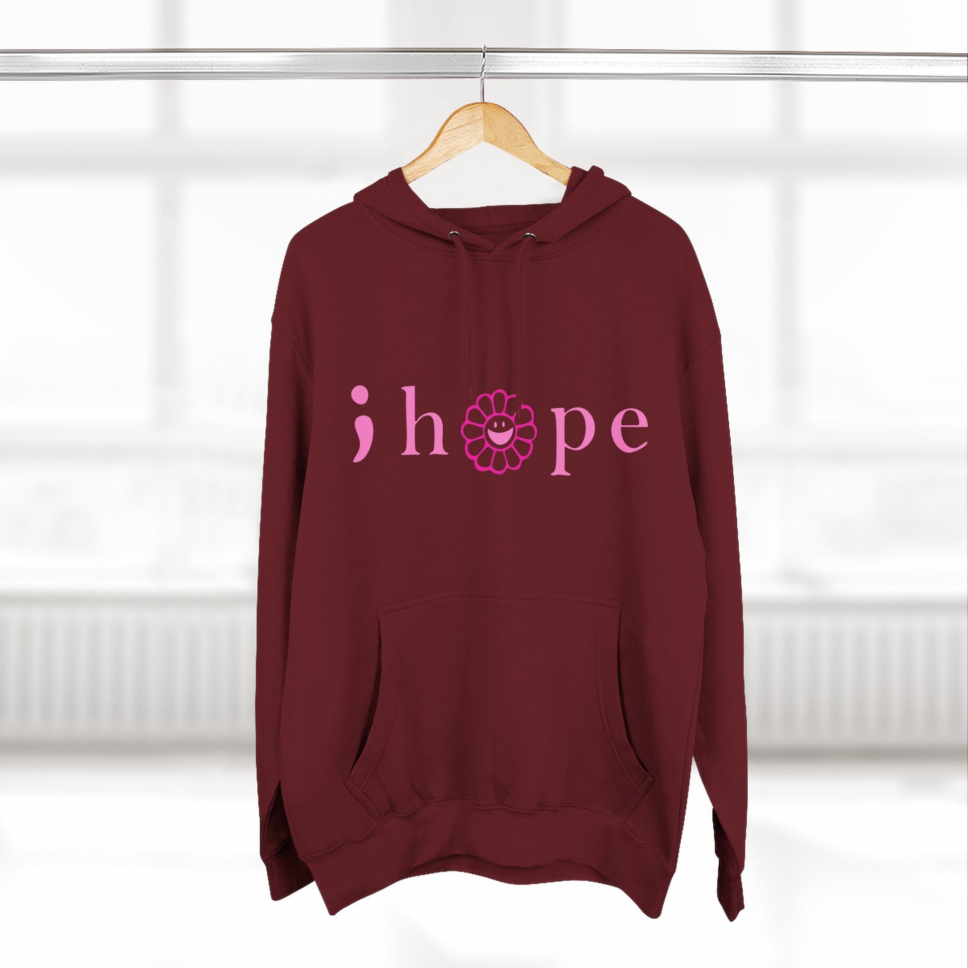 Pink Hope Smile Three-Panel Fleece Hoodie - snazzymerch