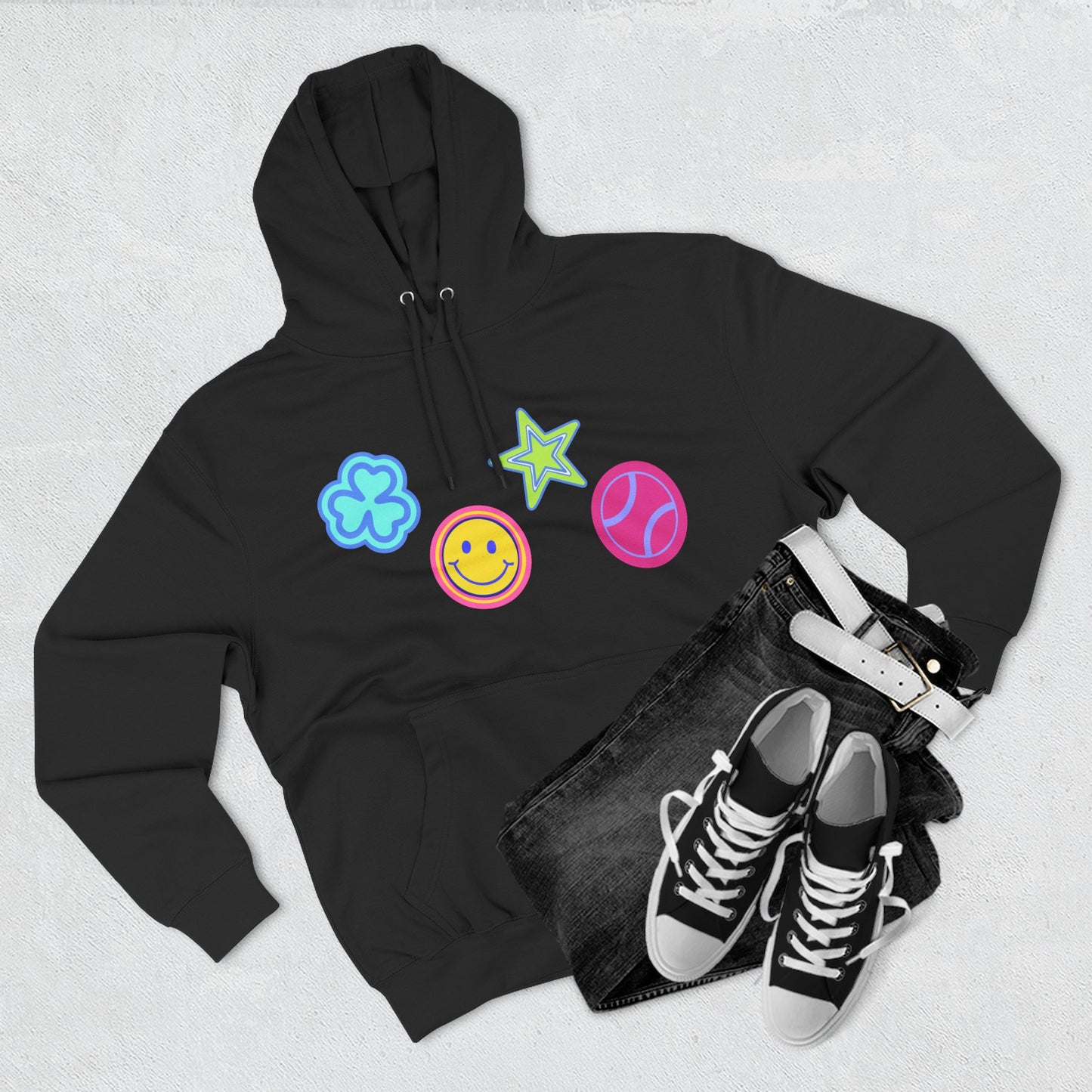 Lucky Star & Clover Patch Three-Panel Fleece Hoodie - snazzymerch