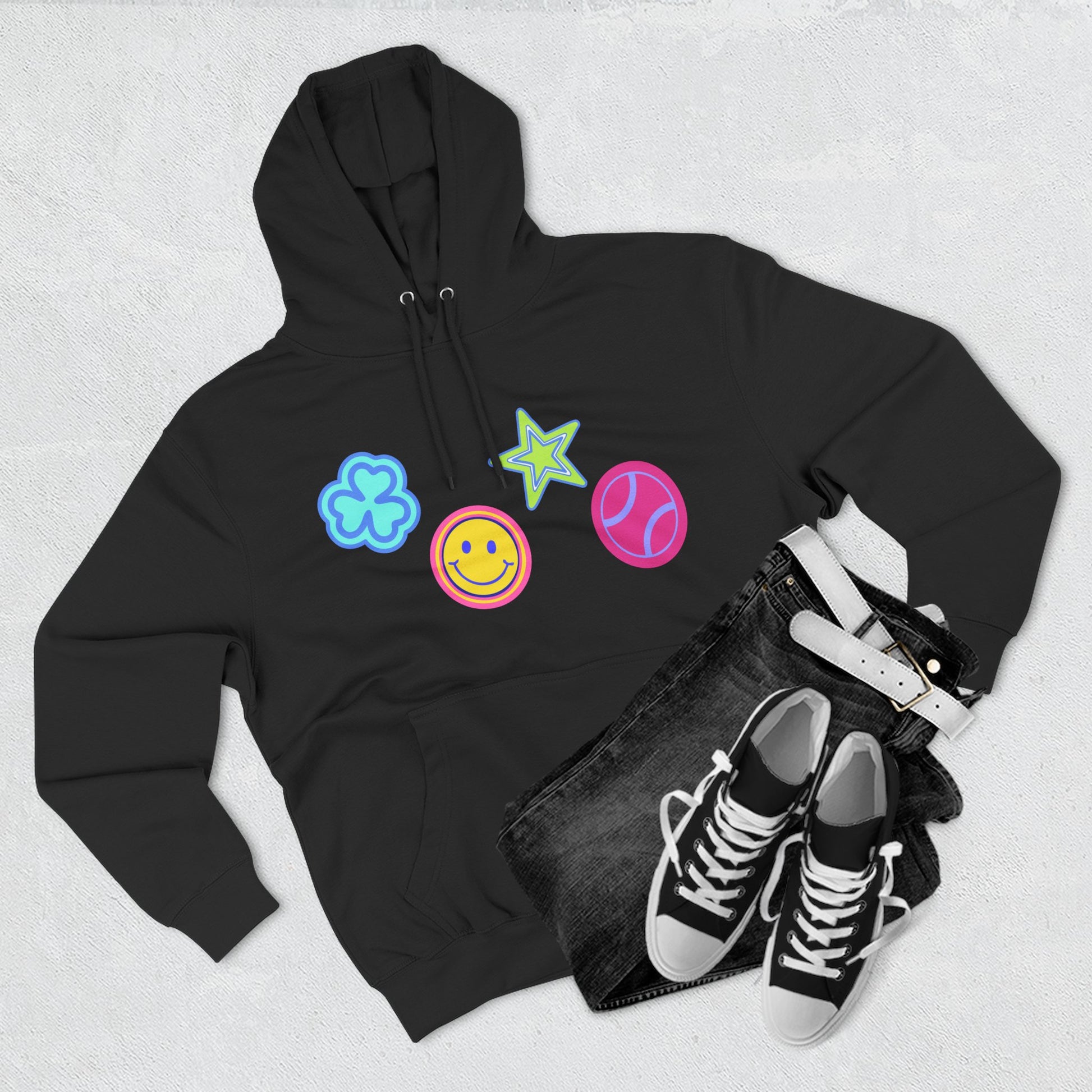 Lucky Star & Clover Patch Three-Panel Fleece Hoodie - snazzymerch