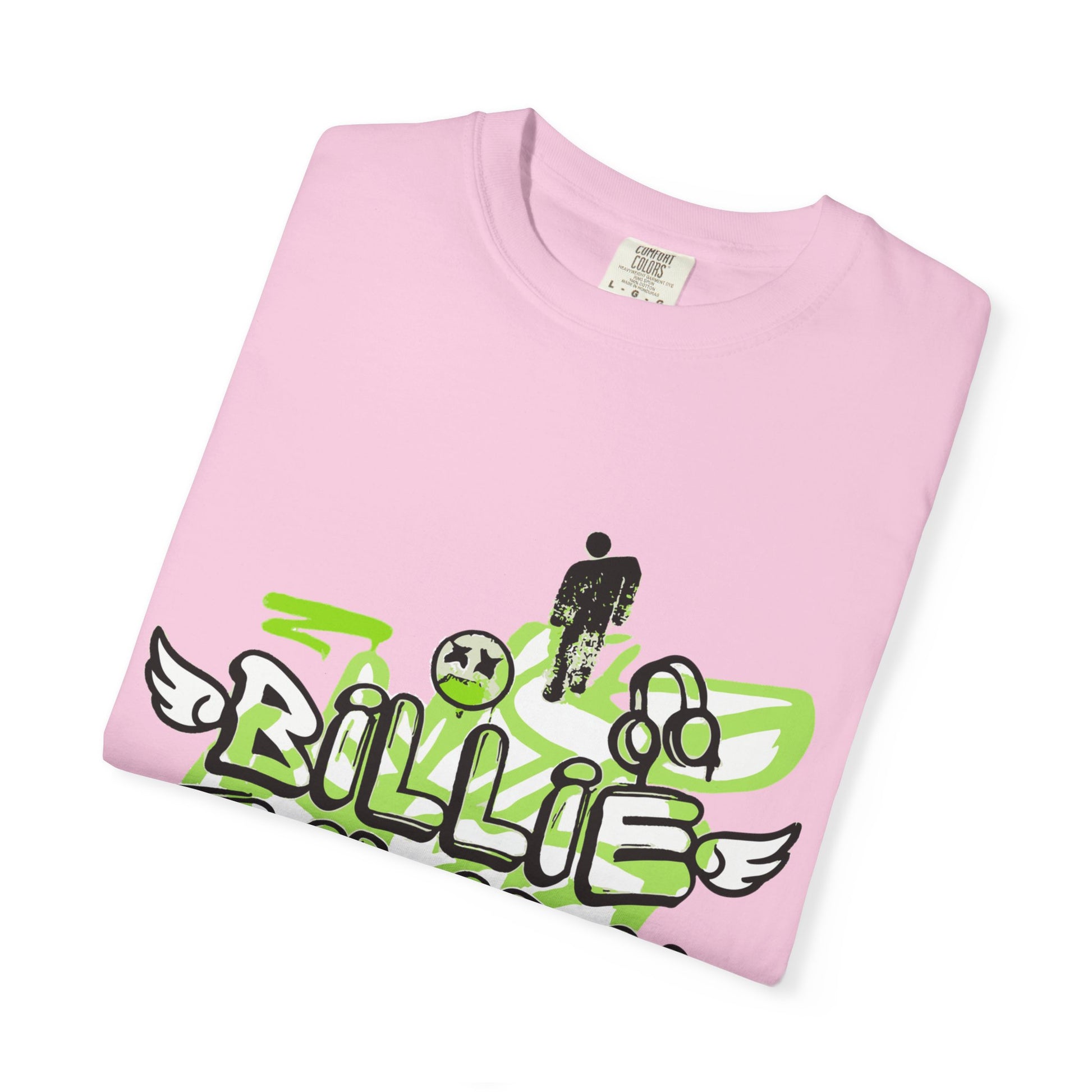 Billie Eilish Inspired Dyed T-shirt – Grunge Angel Graffiti Edition Printify