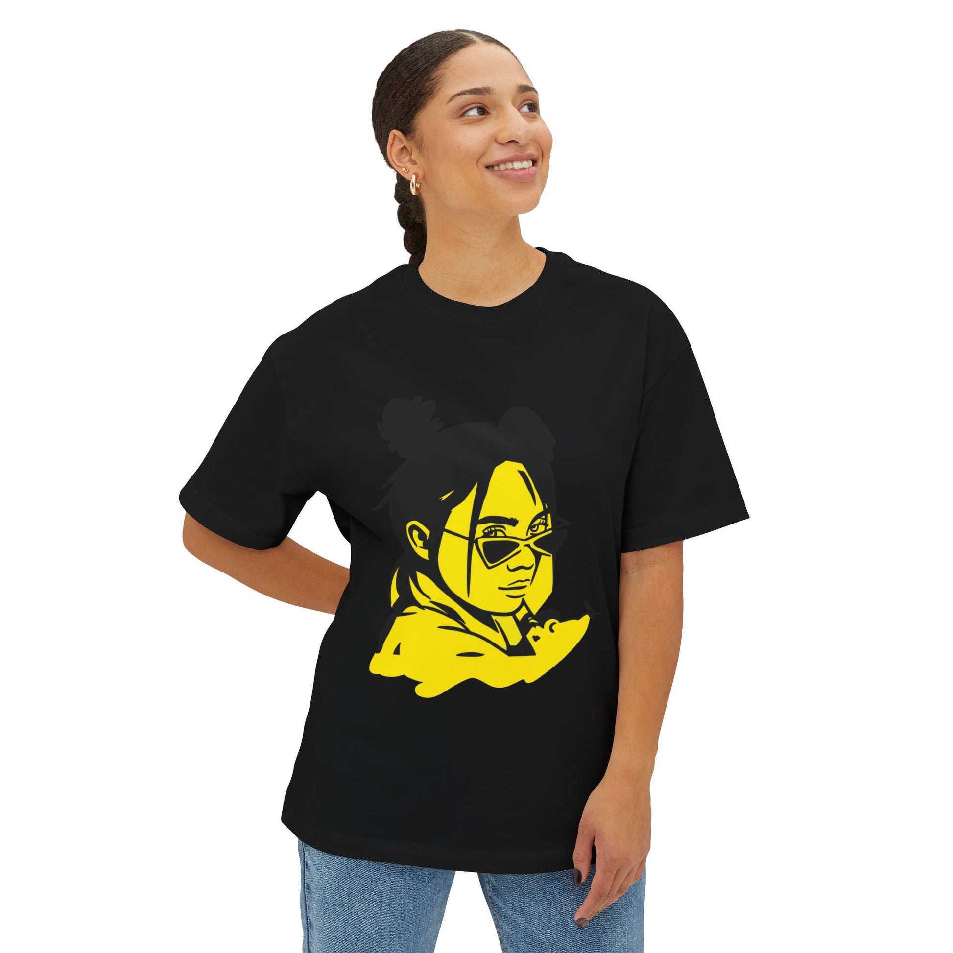 Neon Mood Portrait Oversized T-Shirt – Vibrant Streetwear Edition Printify