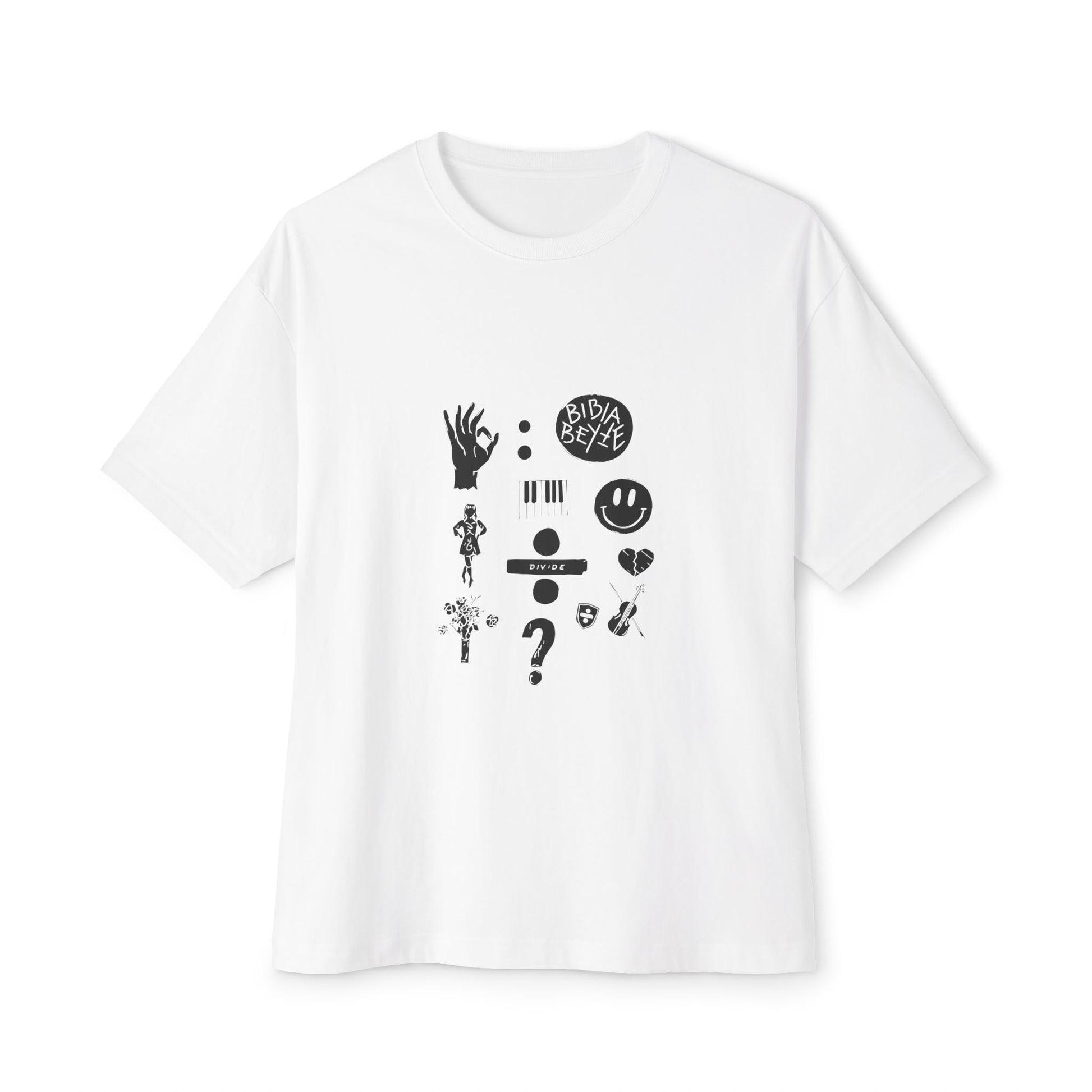 Ocean Wave with Heart Outline Oversized Boxy Tee Printify