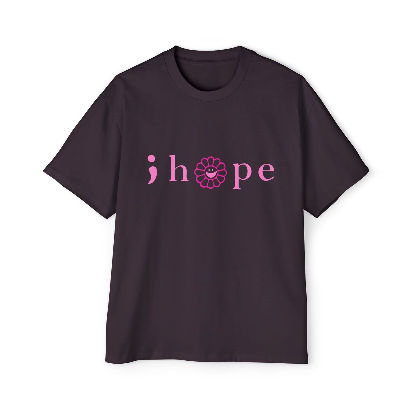 Pink Hope Smile Men's Heavy Oversized Tee - snazzymerch