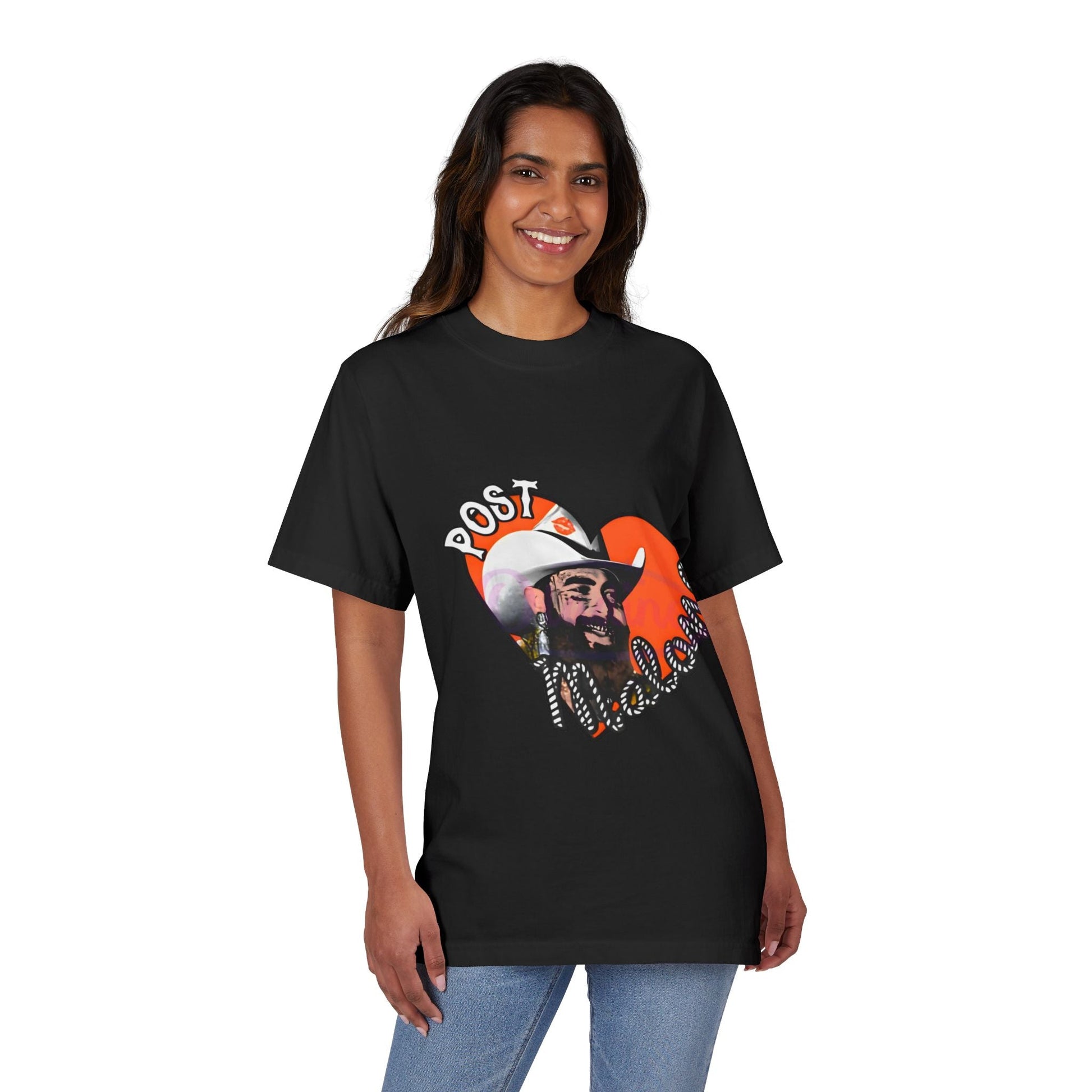 Unisex Garment-Dyed Drop-Shoulder T-Shirt – Post Malone Heart Design Printify