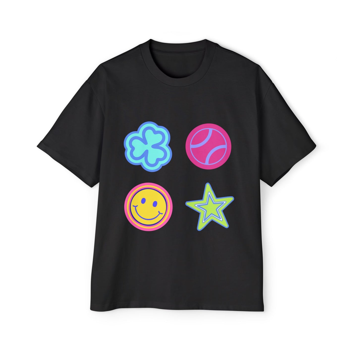 Lucky Star & Clover Patch Men's Heavy Oversized Tee - snazzymerch