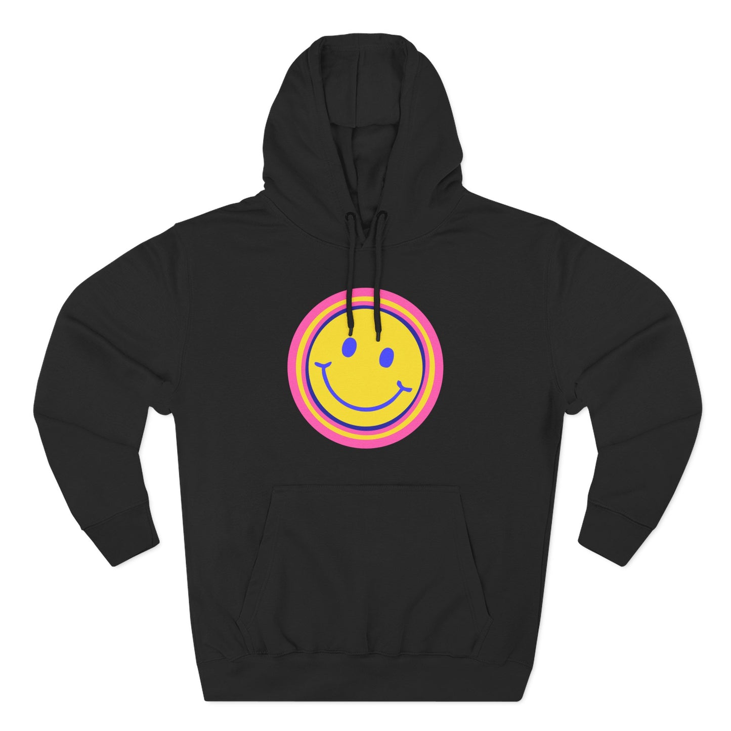 Retro Rainbow Smiley Three-Panel Fleece Hoodie - snazzymerch