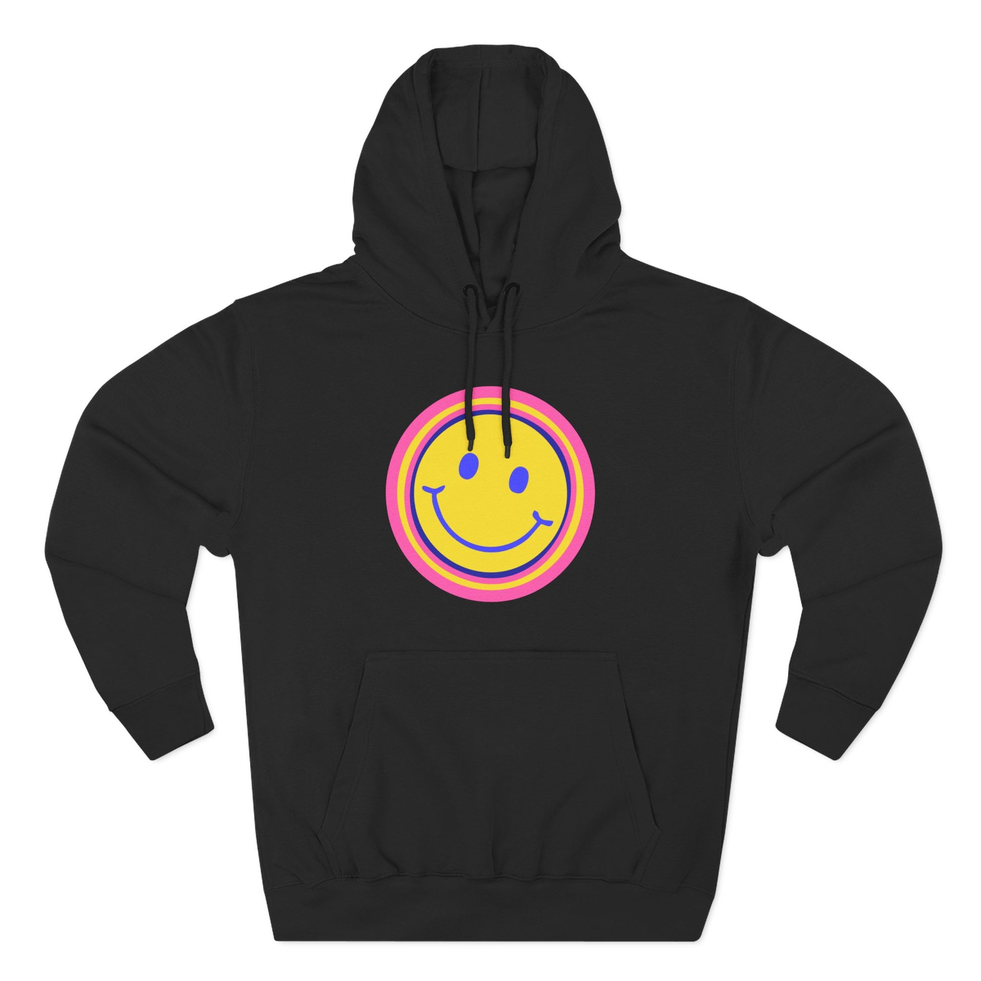 Retro Rainbow Smiley Three-Panel Fleece Hoodie - snazzymerch