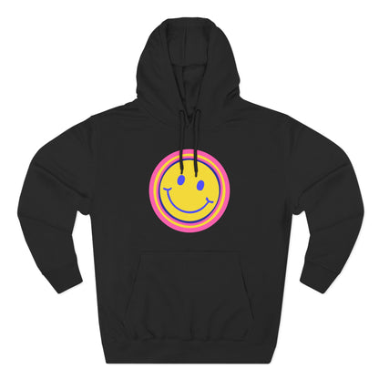 Retro Rainbow Smiley Three-Panel Fleece Hoodie - snazzymerch