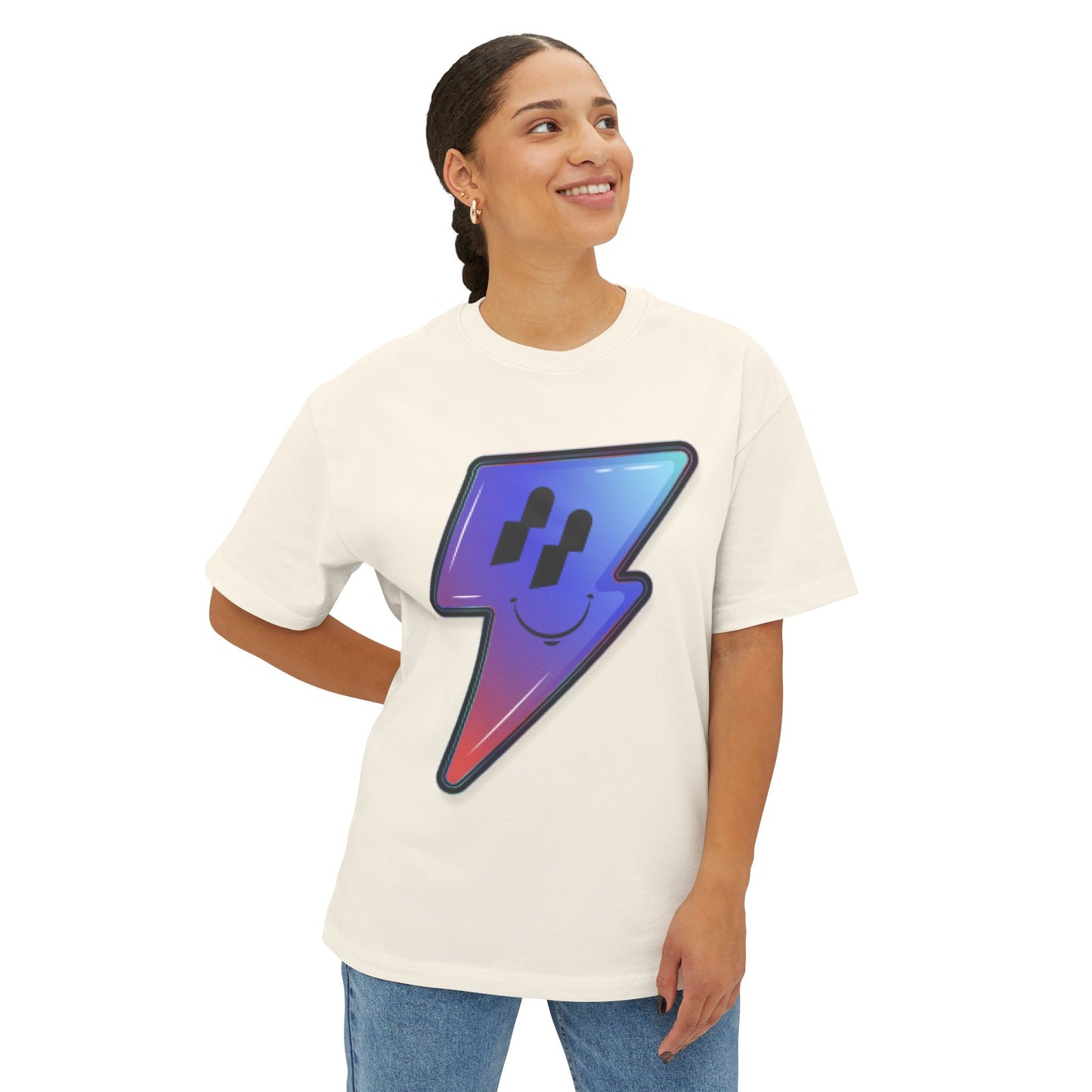 Smiley Charge Pop Unisex Oversized Boxy tee Printify