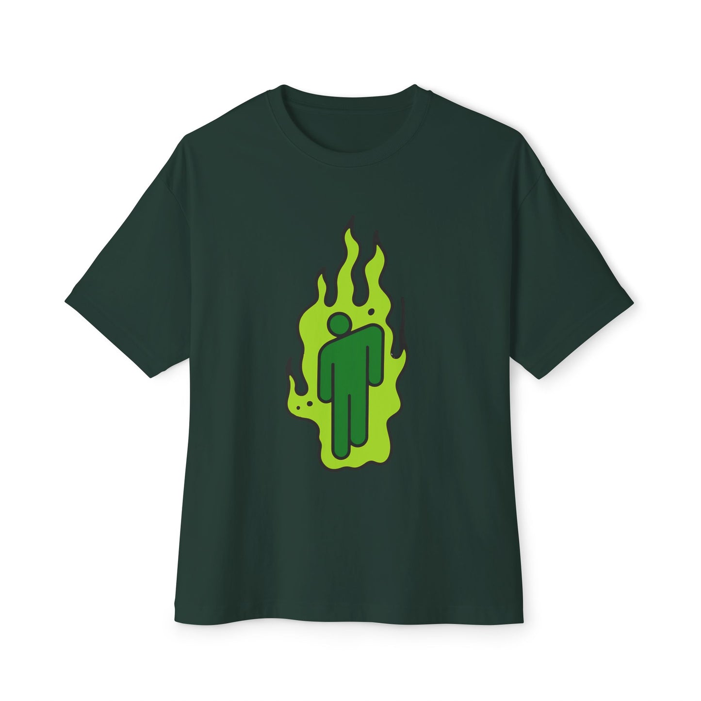 Billie Eilish Inspired Green Flame Oversized T-Shirt – Neon Streetwear Edition Printify