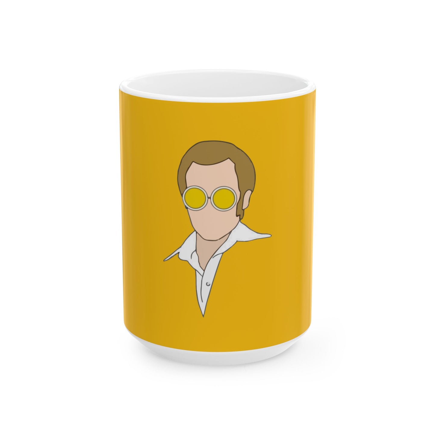 Yellow Glasses Portrait Ceramic Mug, (11oz, 15oz) - snazzymerch