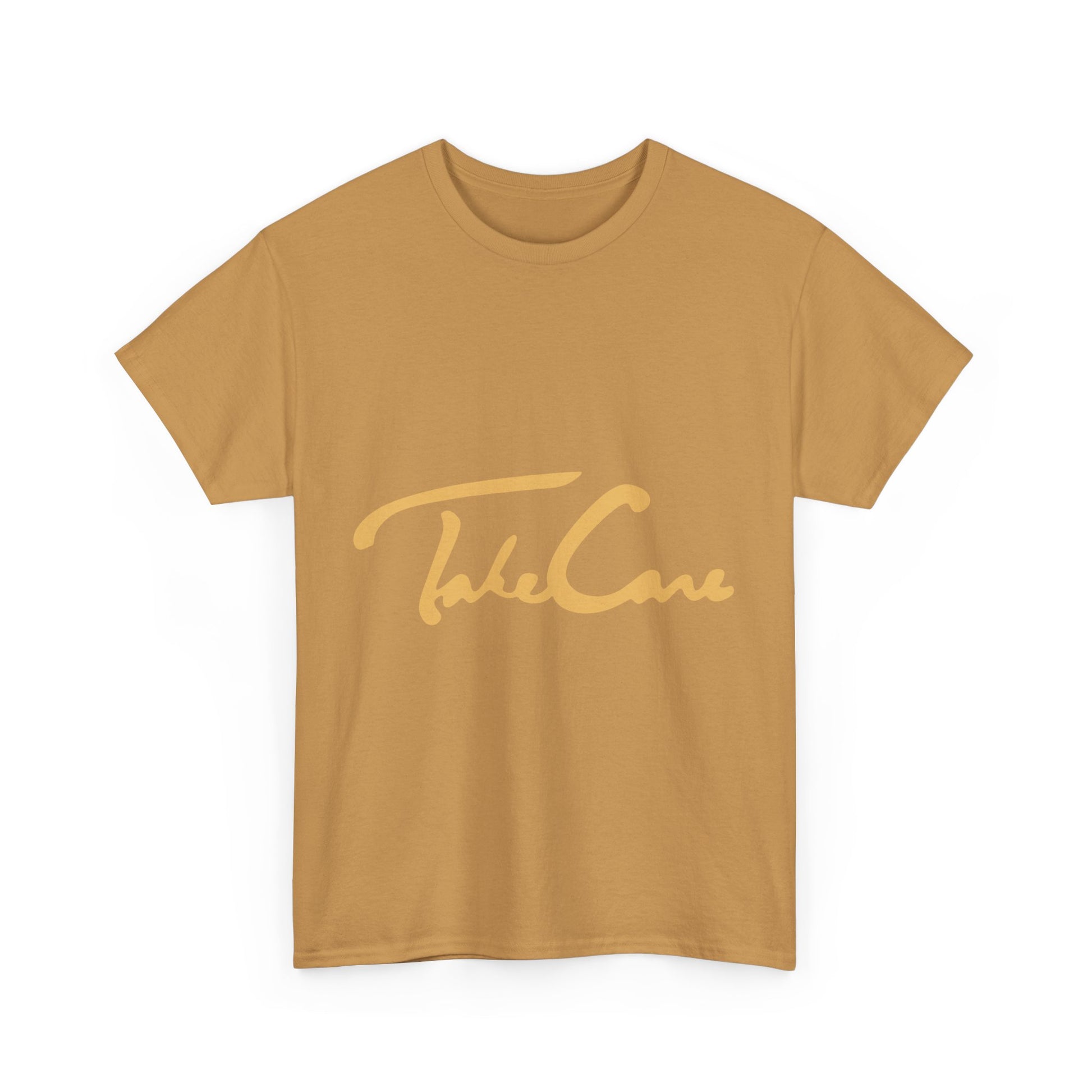 Take Care Gold Script Heavy Cotton Tee Printify