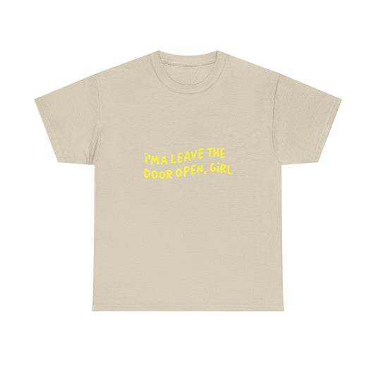 Open Vibes Yellow Script Unisex Heavy cotton Tee Printify