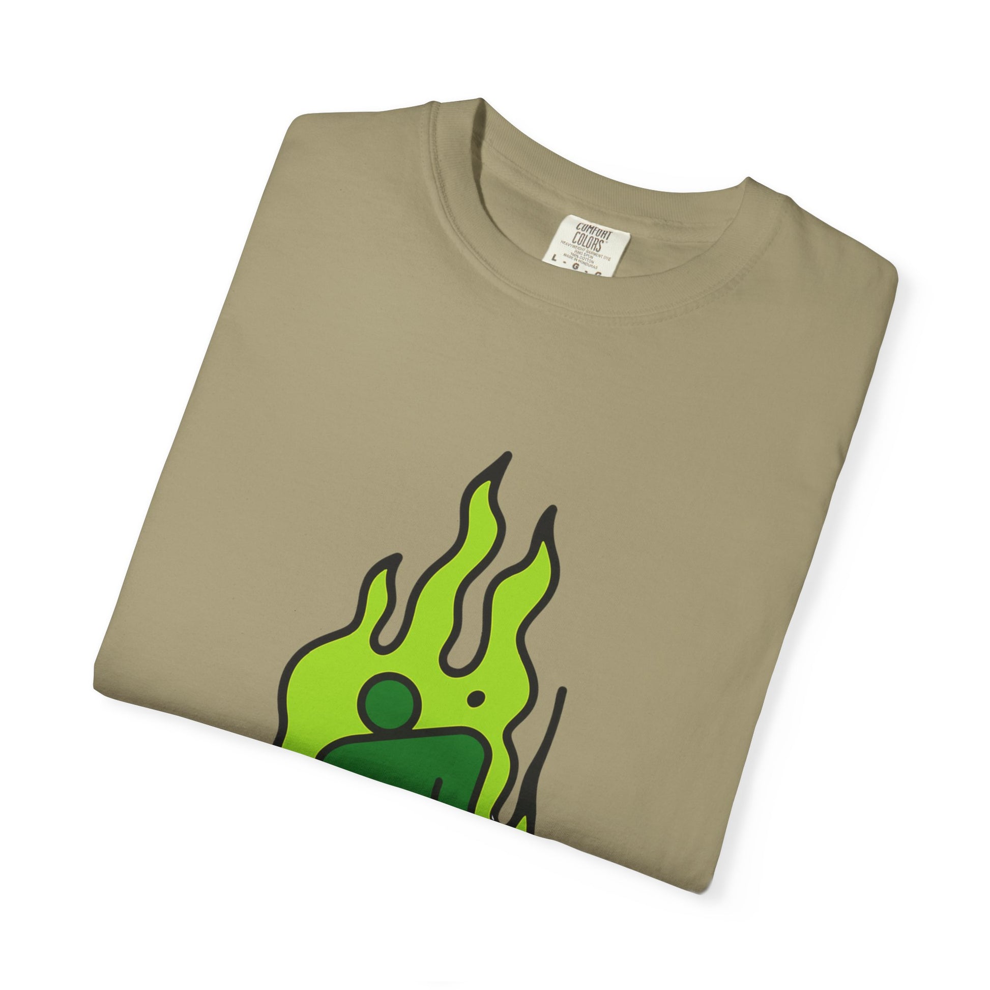 Billie Eilish Inspired Dyed T-shirt – Green Flame Icon Edition Printify