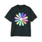 Rainbow Bloom Positivity Men's Heavy Oversized Tee - snazzymerch
