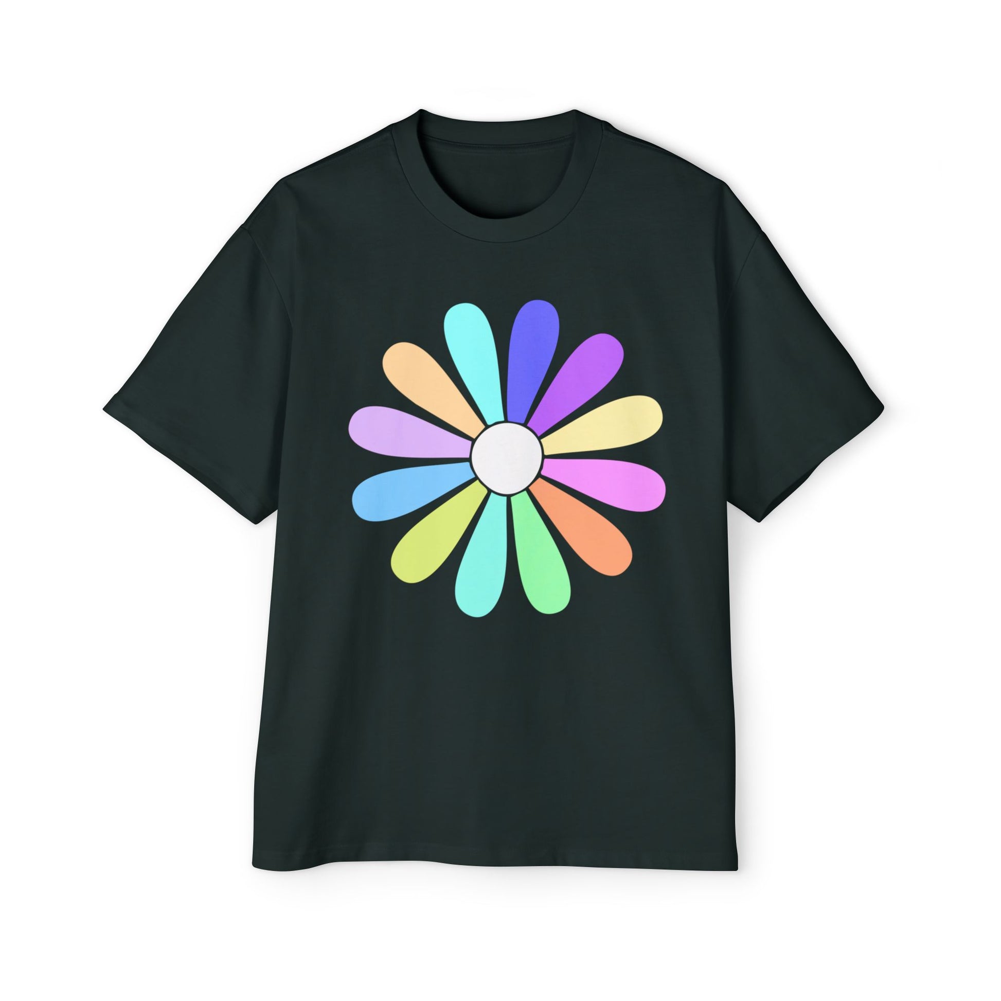 Rainbow Bloom Positivity Men's Heavy Oversized Tee - snazzymerch